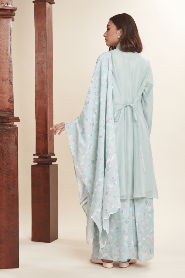 Maya Mint Green Embroidered Kurung Set
