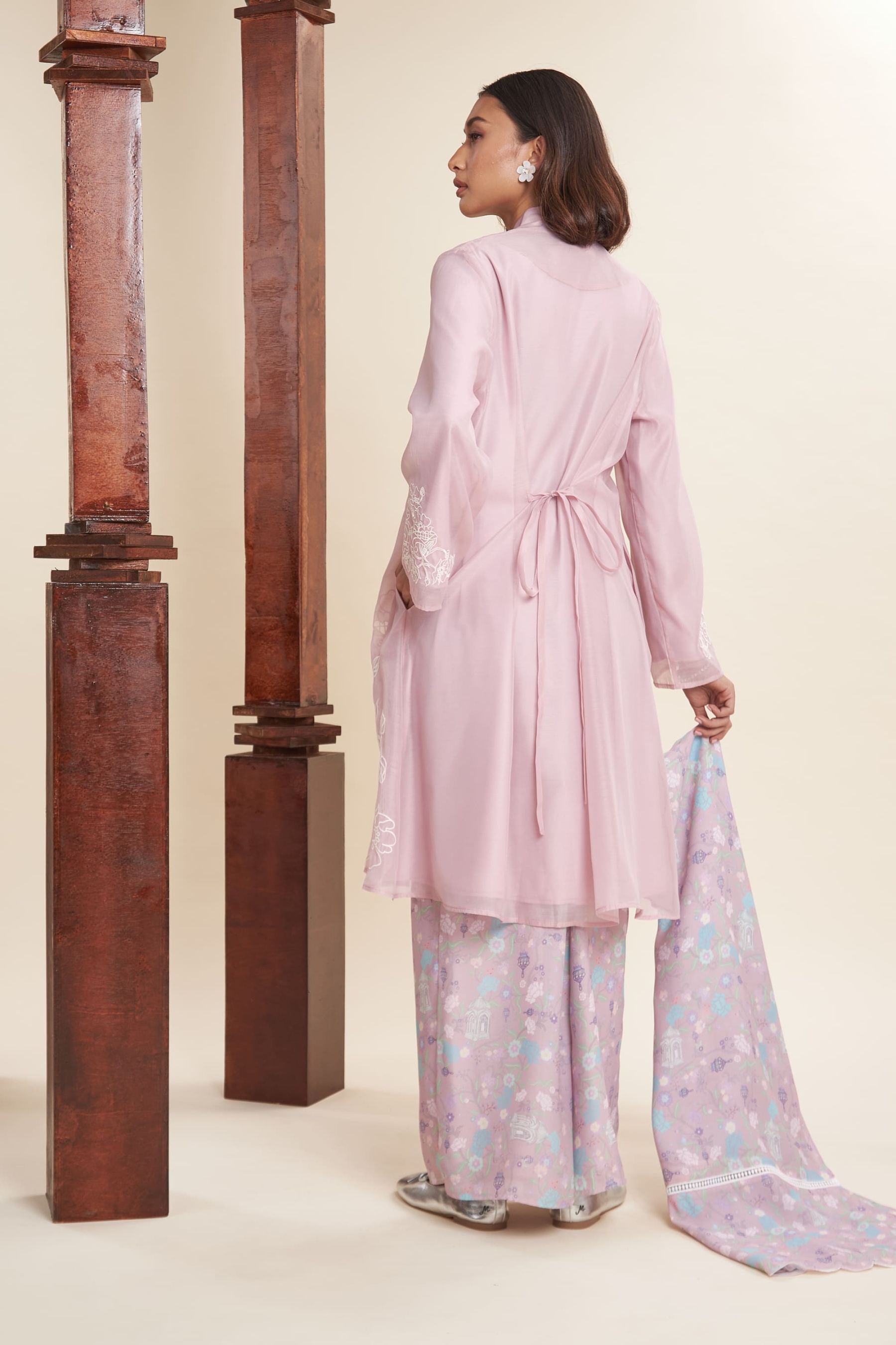 Maya Mauve Pink Embroidered Kurung Set