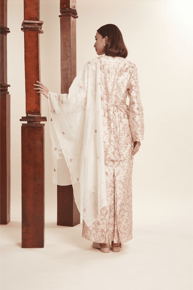 Kaiya Sand Beige Embroidered Kebaya Set