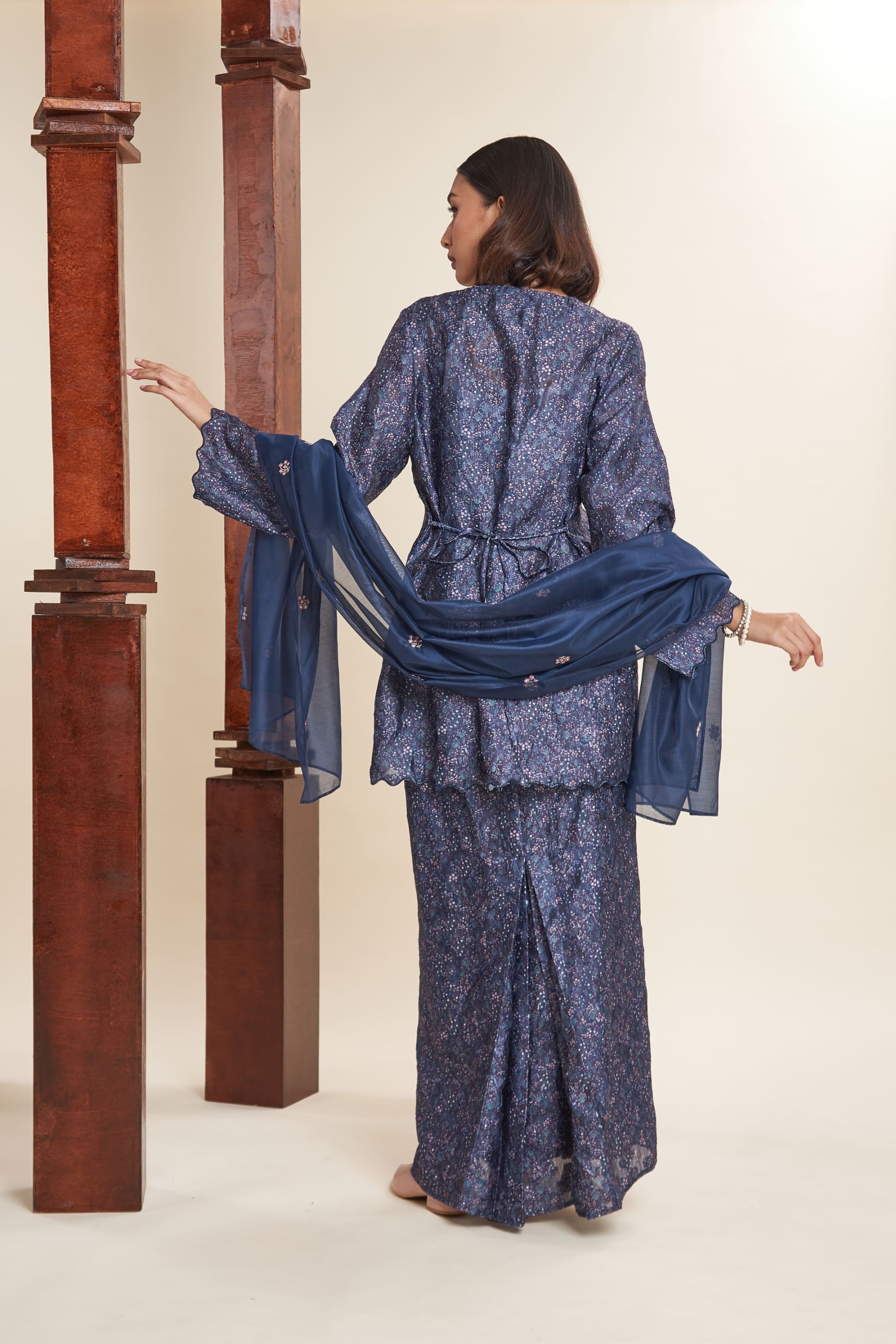 Kaiya Navy Blue Embroidered Kebaya Set