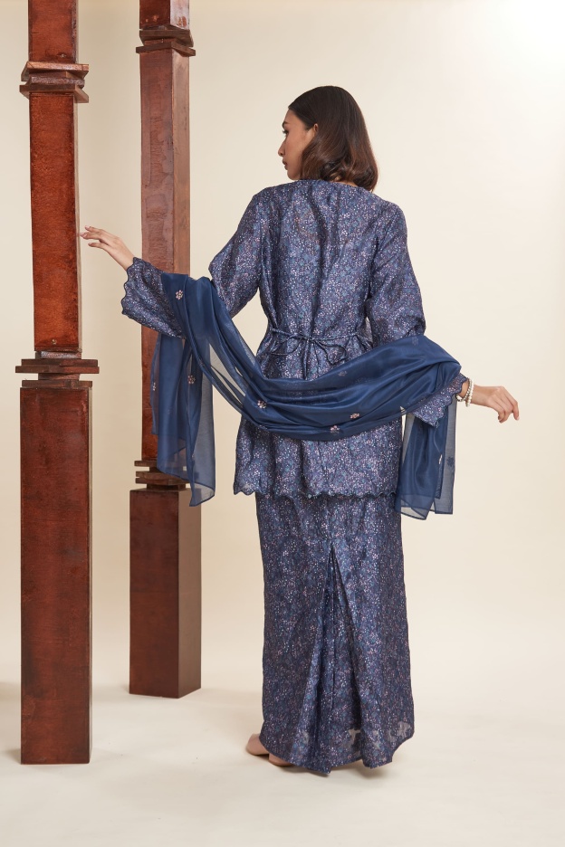 Kaiya Navy Blue Embroidered Kebaya Set