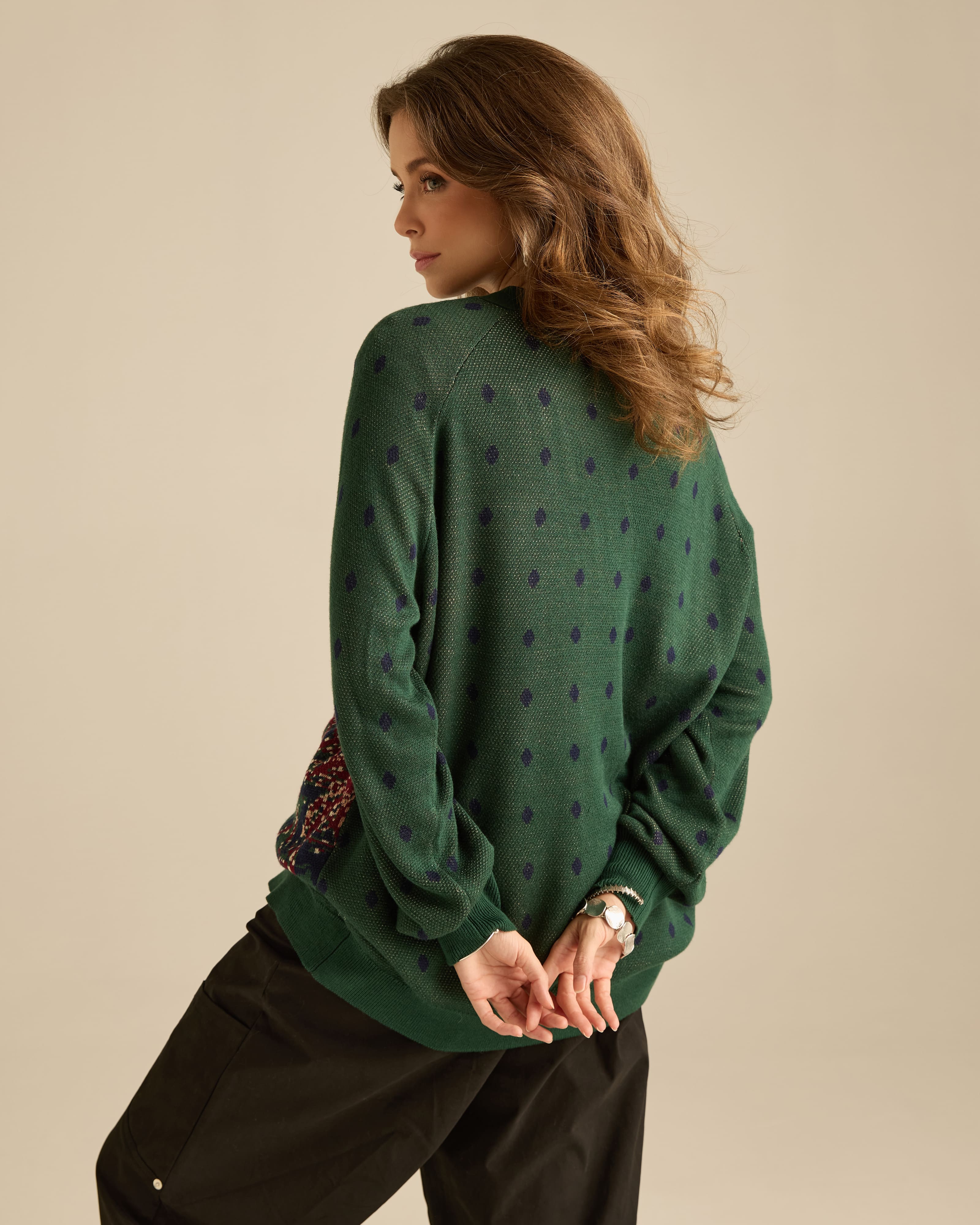 Amora Emerald Knitted Wool Cardigan