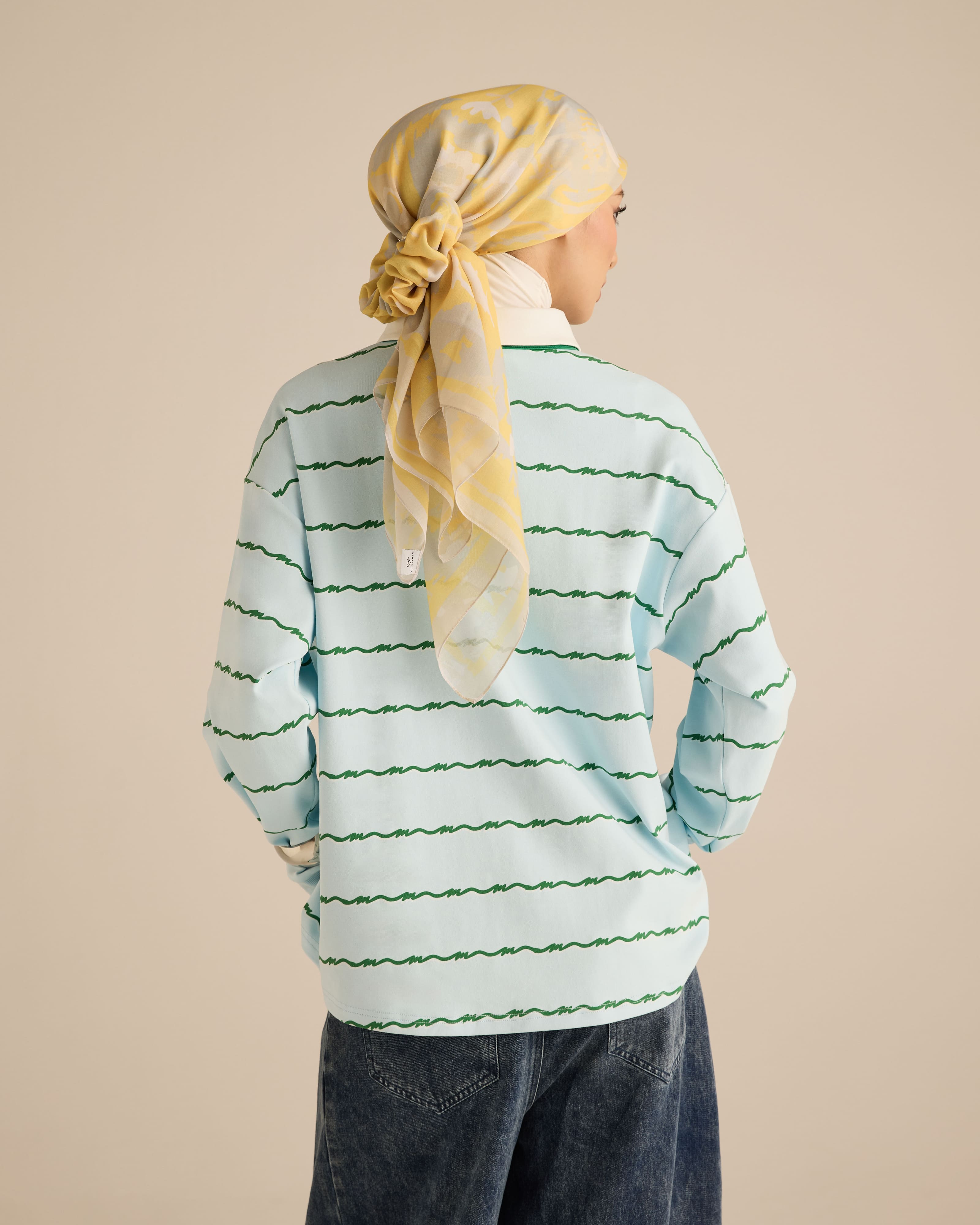 Josie Soft Blue Collared Striped Top