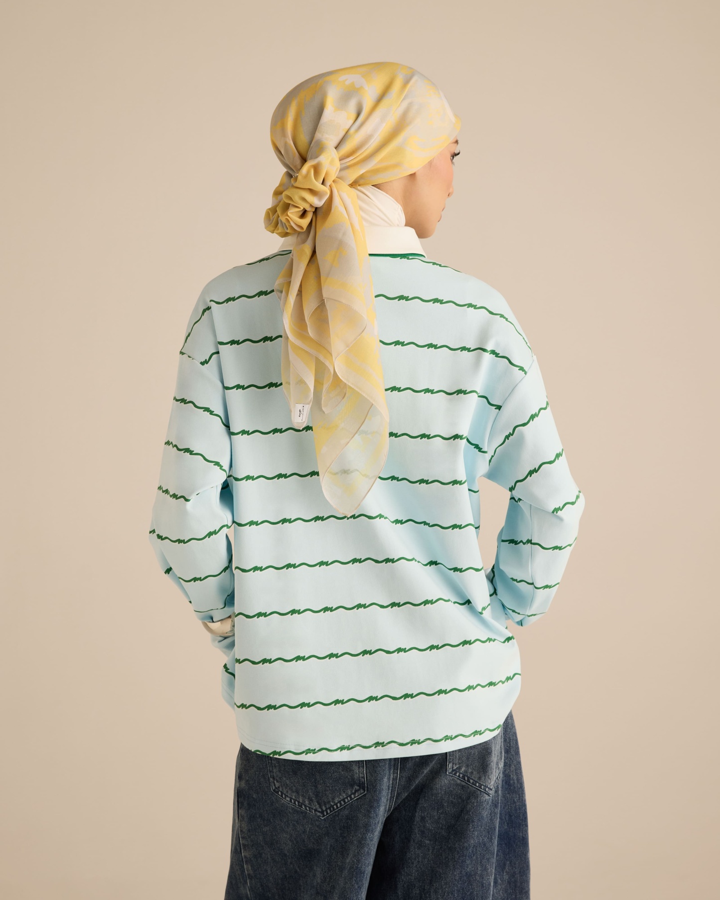 Josie Soft Blue Collared Striped Top