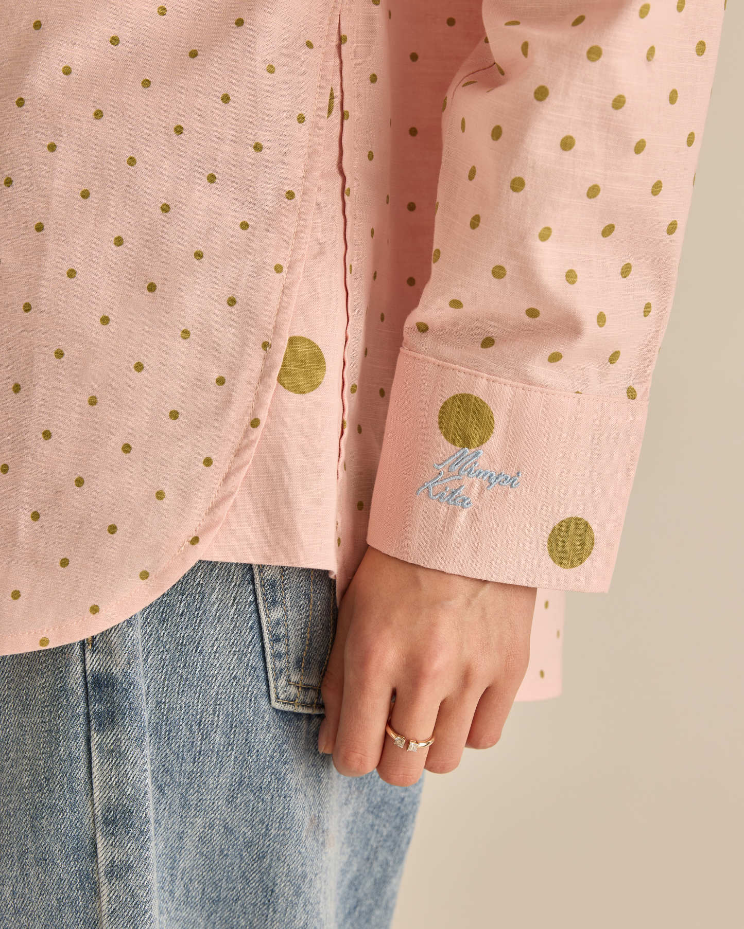 Kittie Dusty Pink Polka Dot Shirt