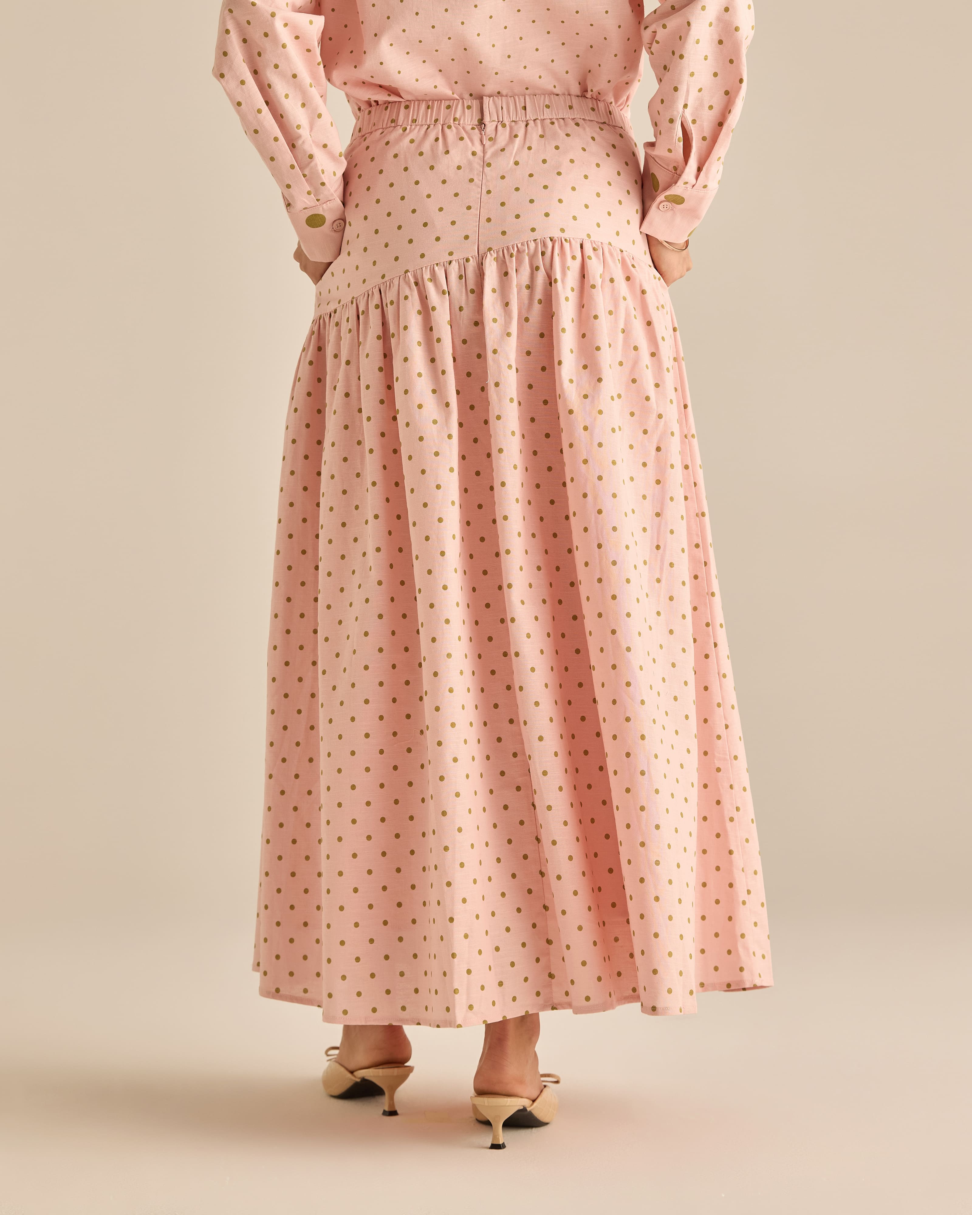 Kittie Dusty Pink Polka Dot Skirt