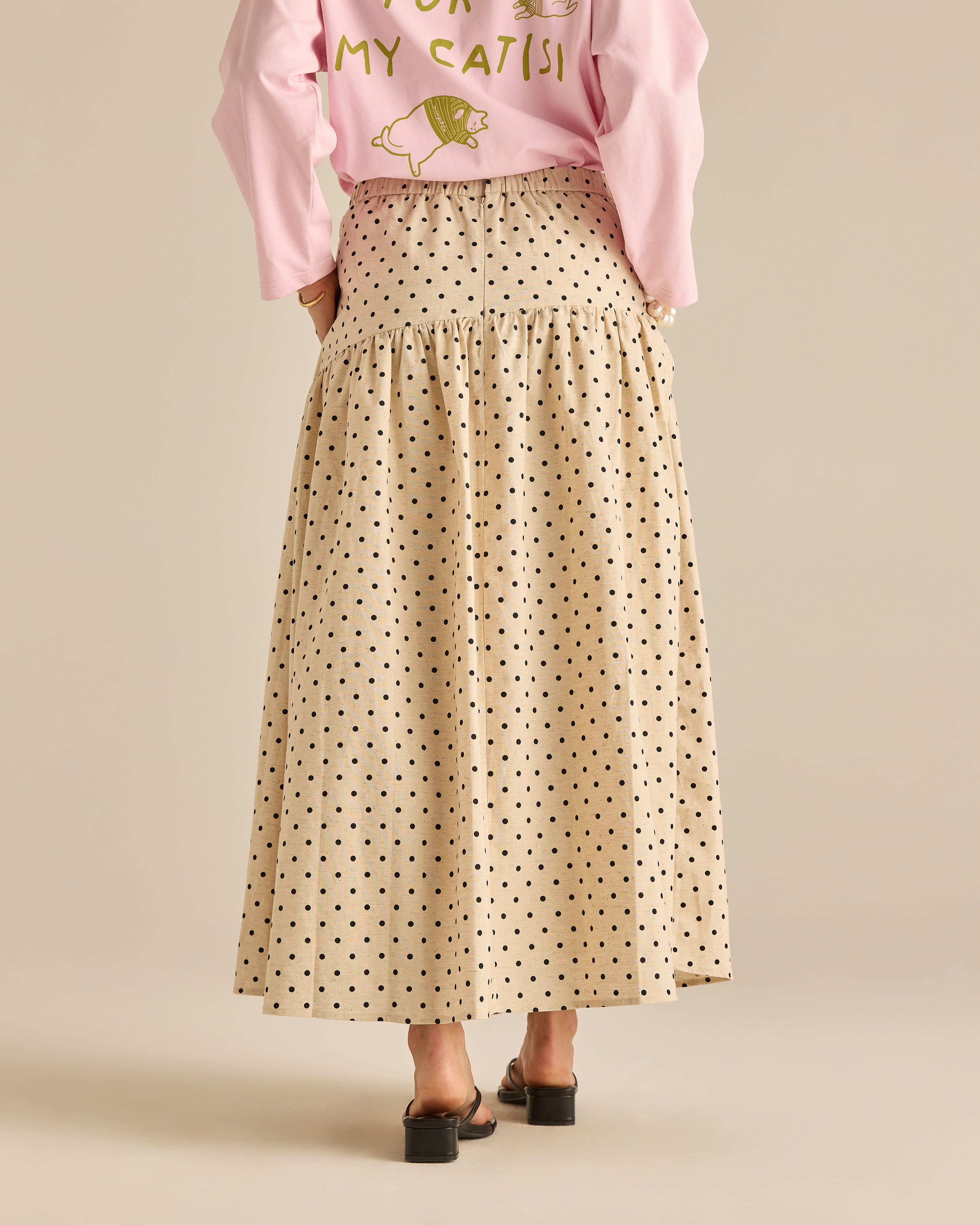 Kittie Khaki Polka Dot Skirt