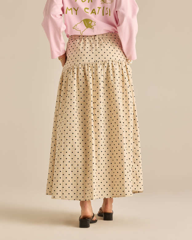 Kittie Khaki Polka Dot Skirt