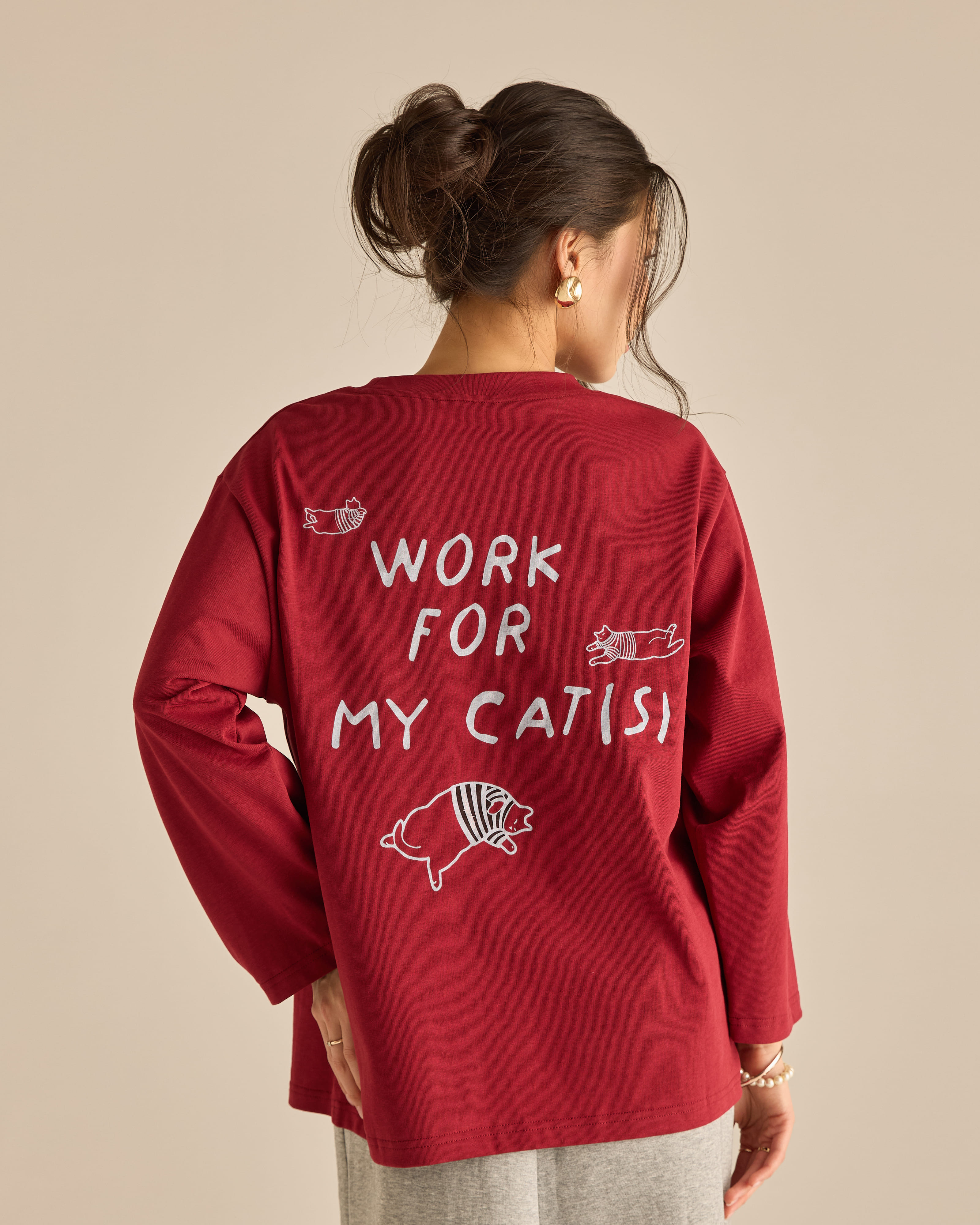 Catmom Maroon Long Sleeve T-Shirt