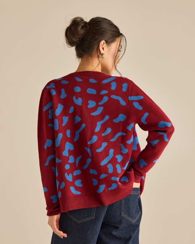 Purrdy Maroon Knitted Cardigan