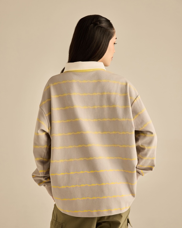 Josie Grey Collared Striped Top