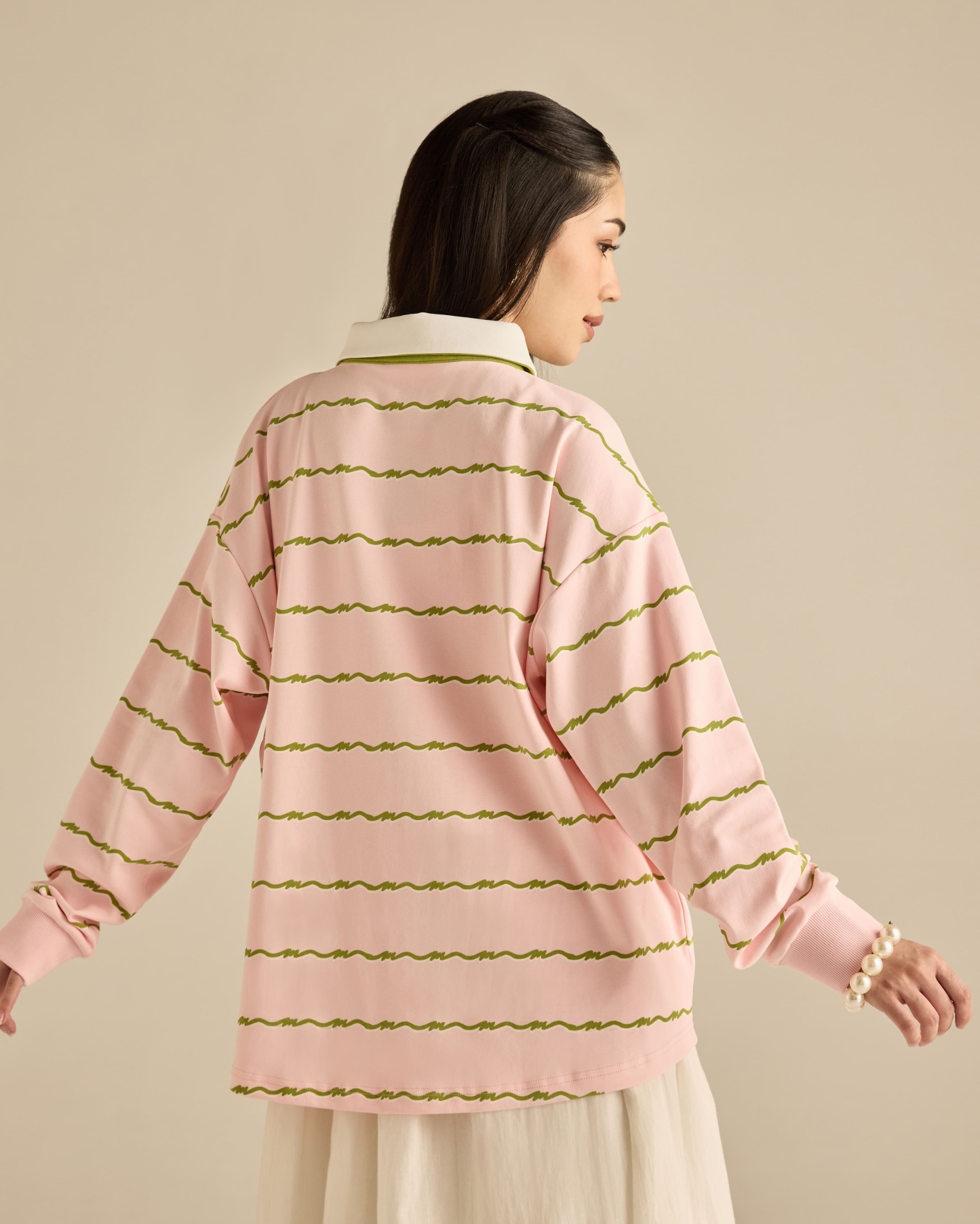 Josie Soft Pink Collared Striped Top