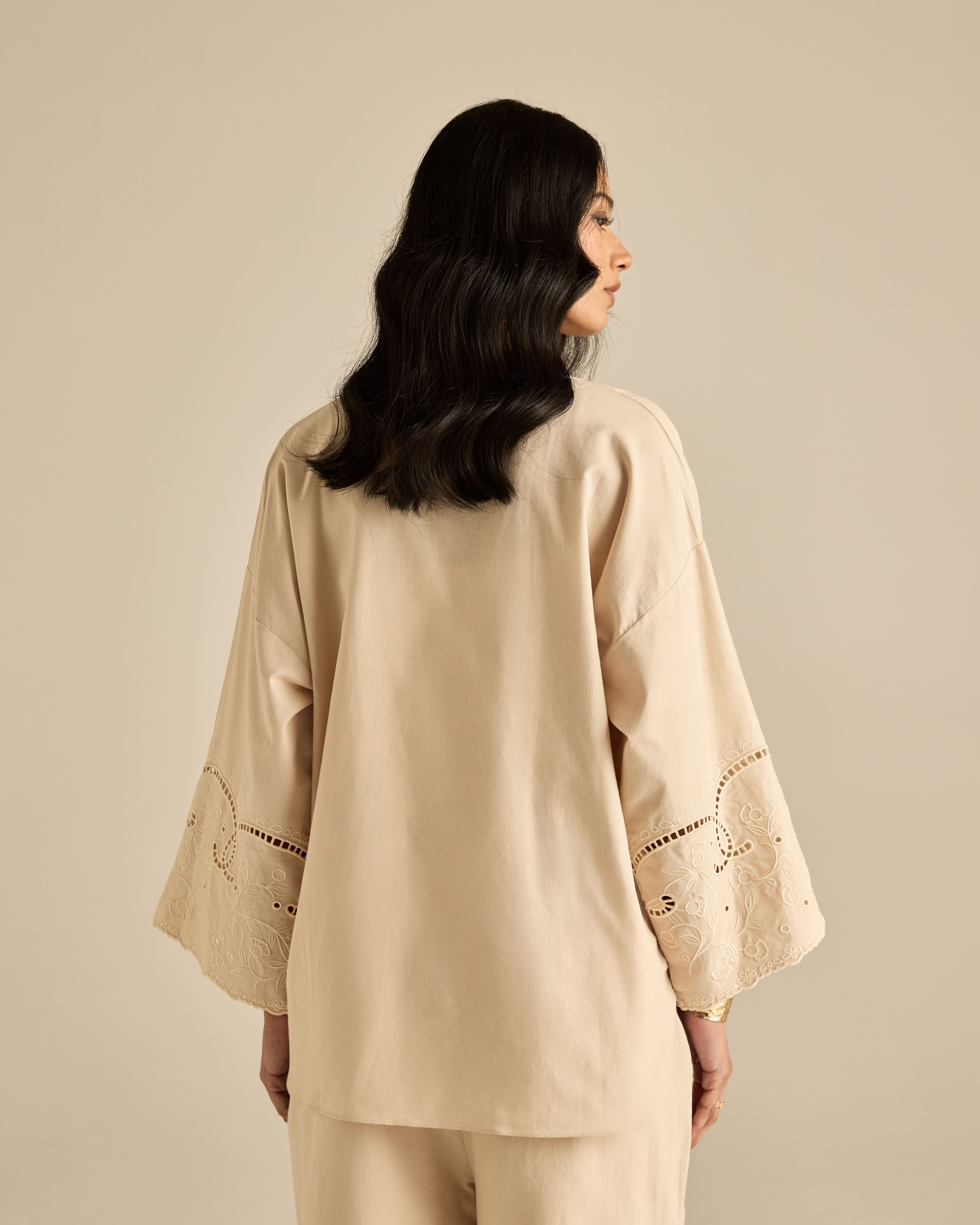 Aura Nude Embroidered Boxy Top