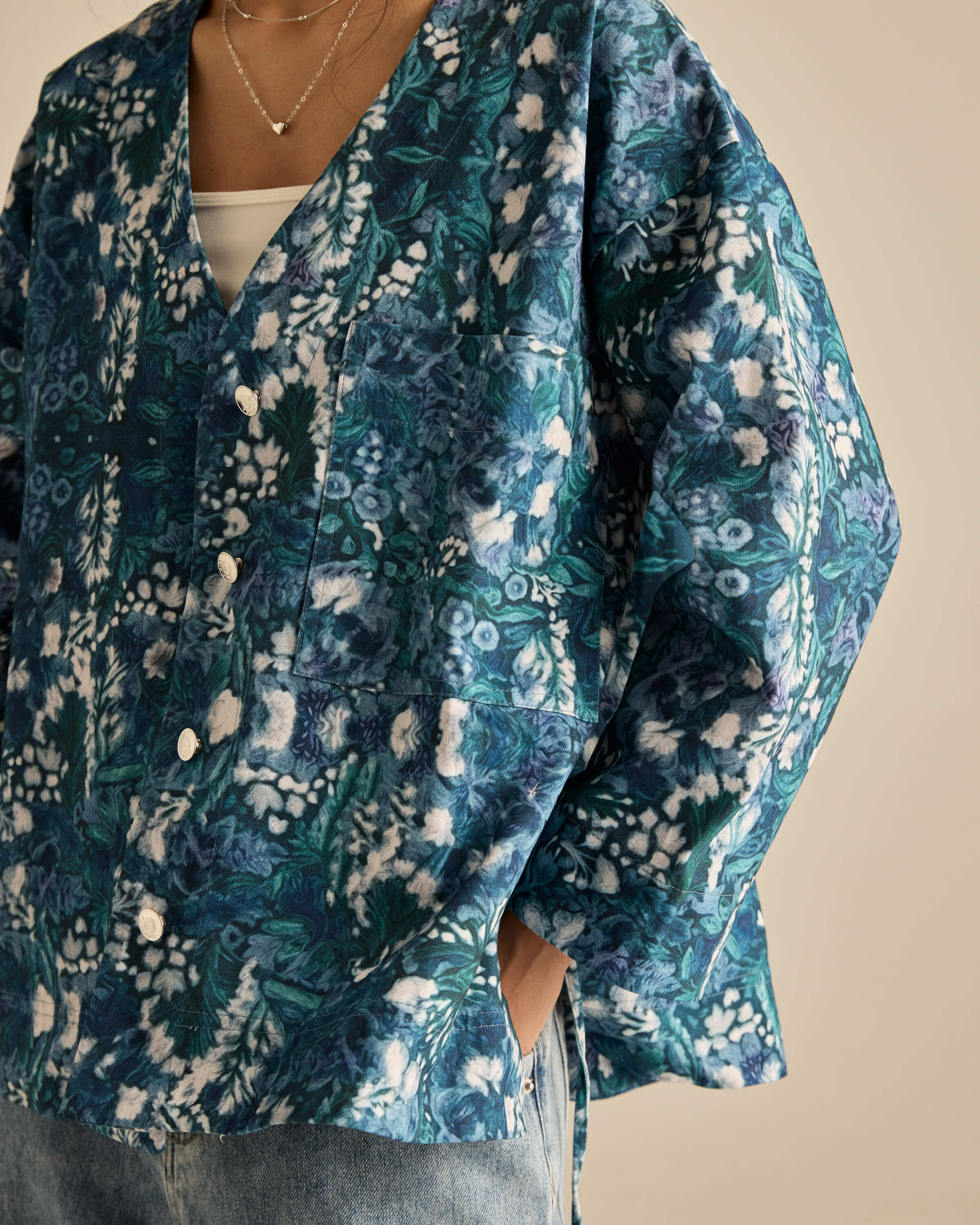 Esme Blue Printed Cotton Kimono