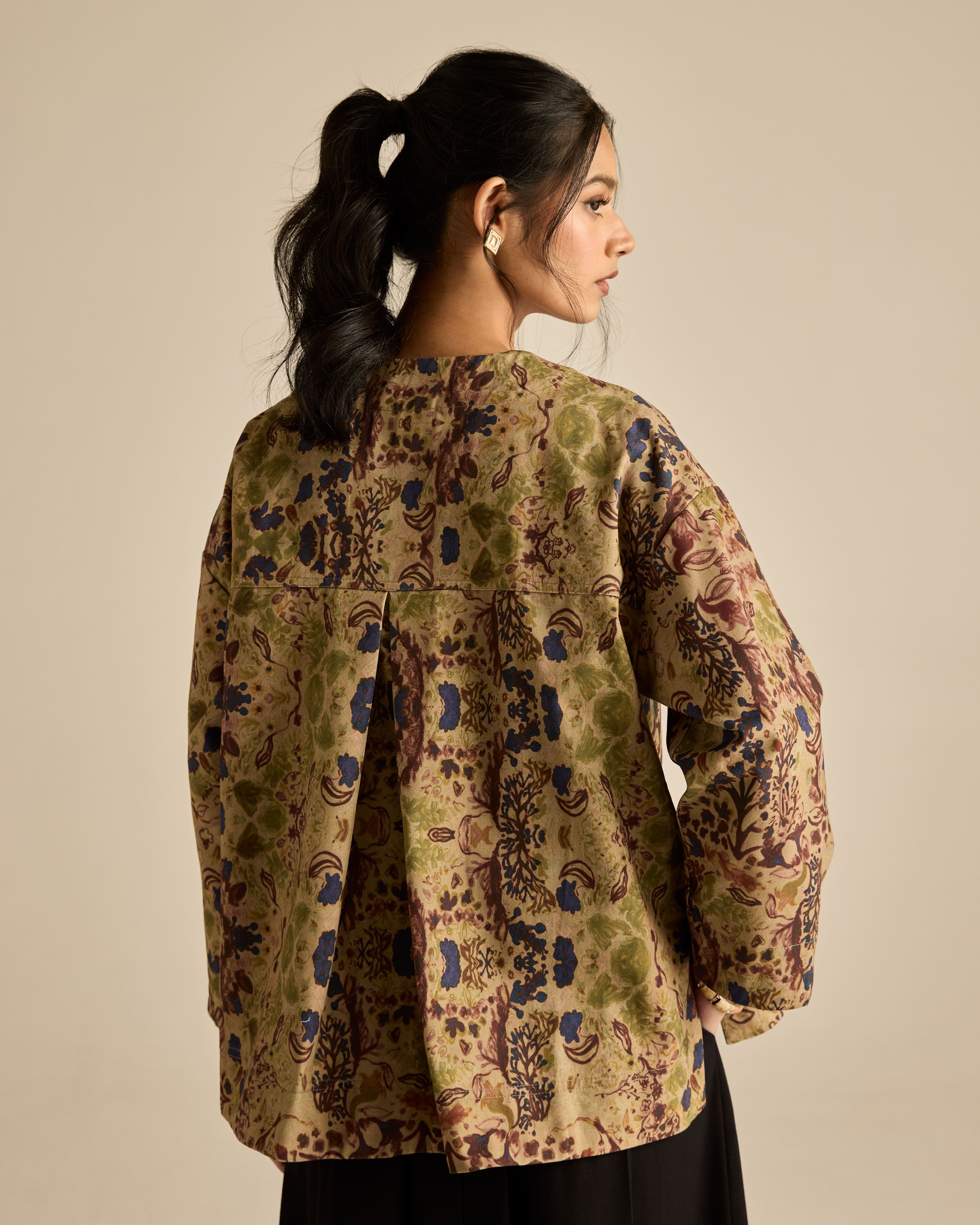 Esme Green Printed Cotton Kimono