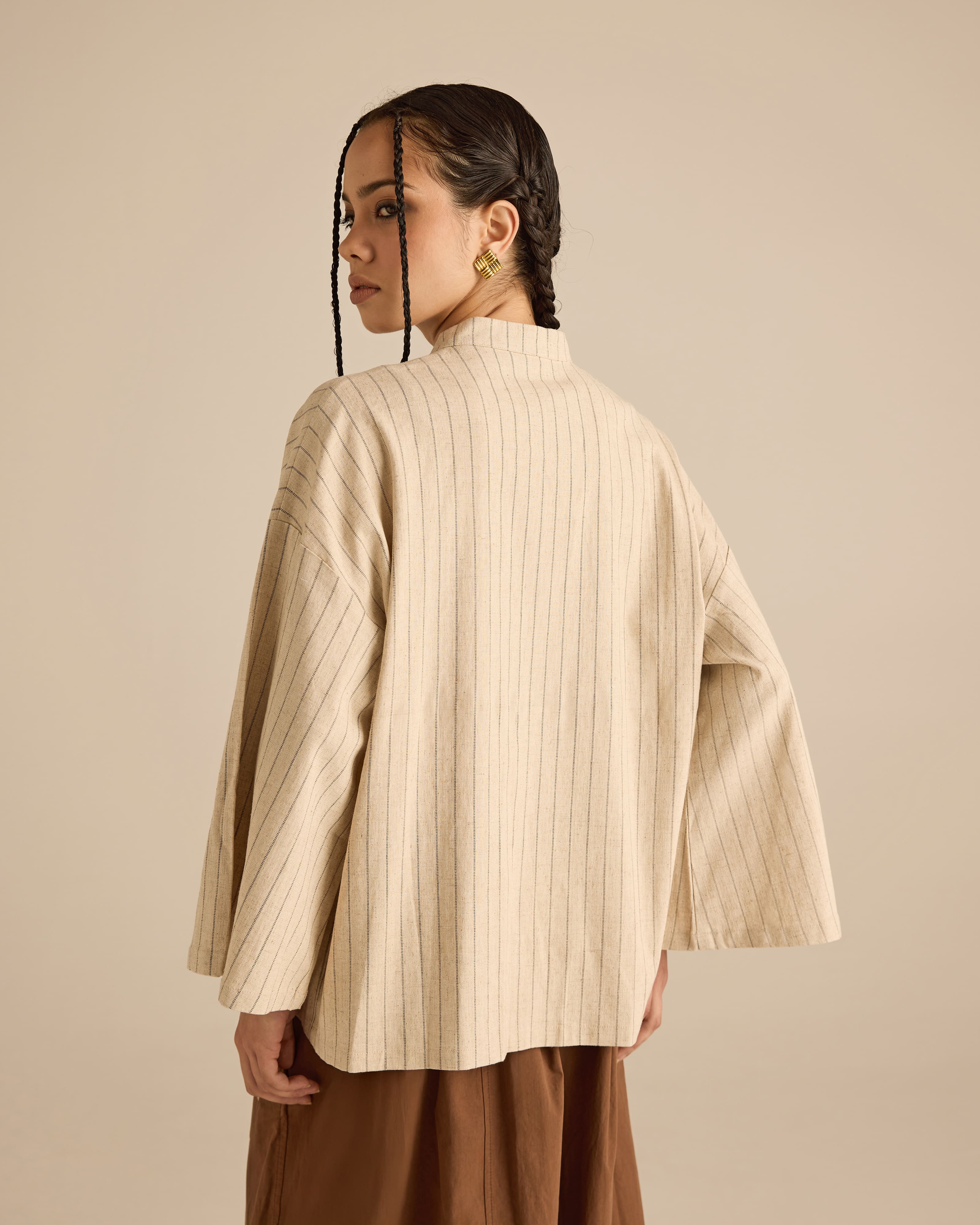 Nadra Nude Stripe Boxy Top