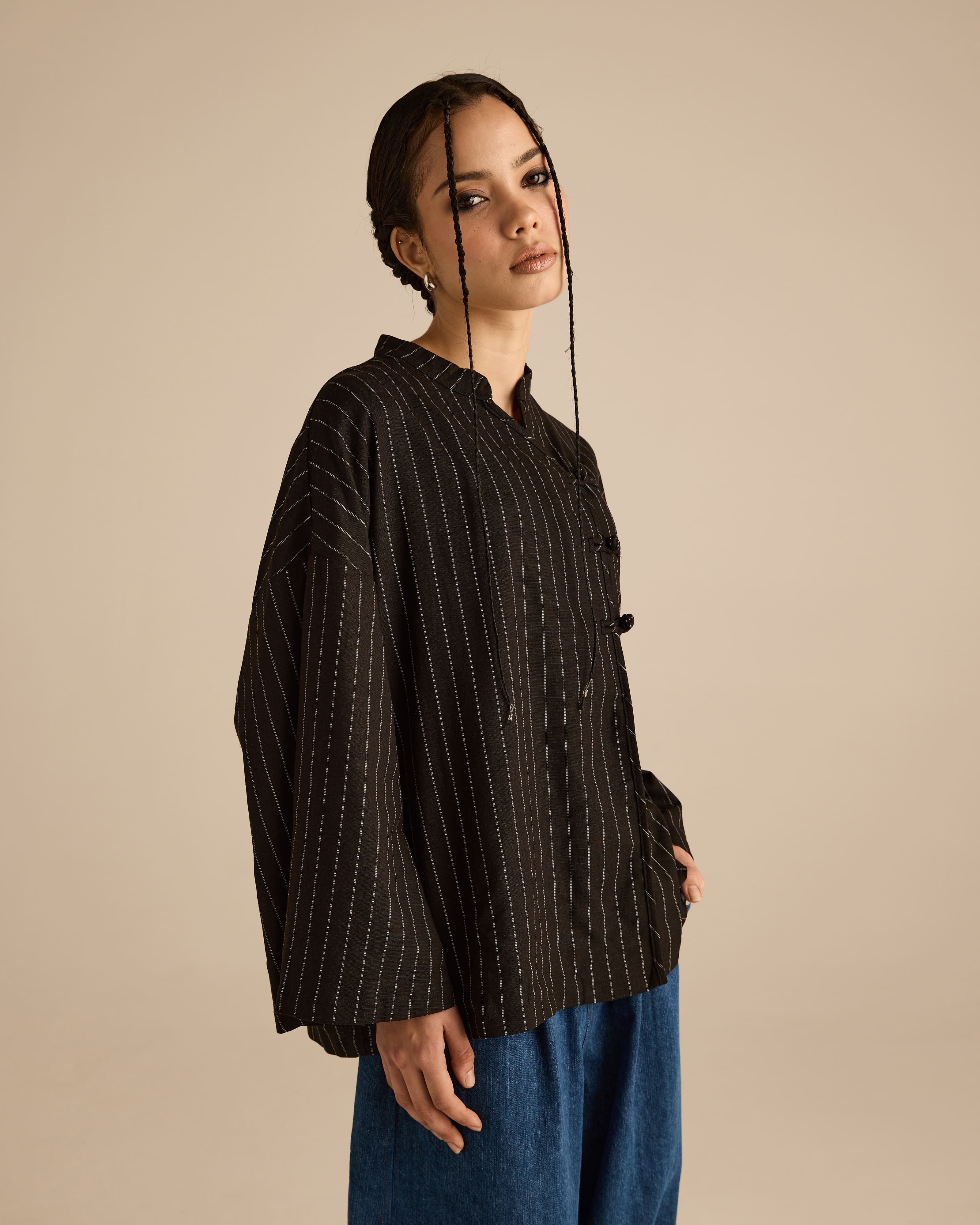 Nadra Black Stripe Boxy Top