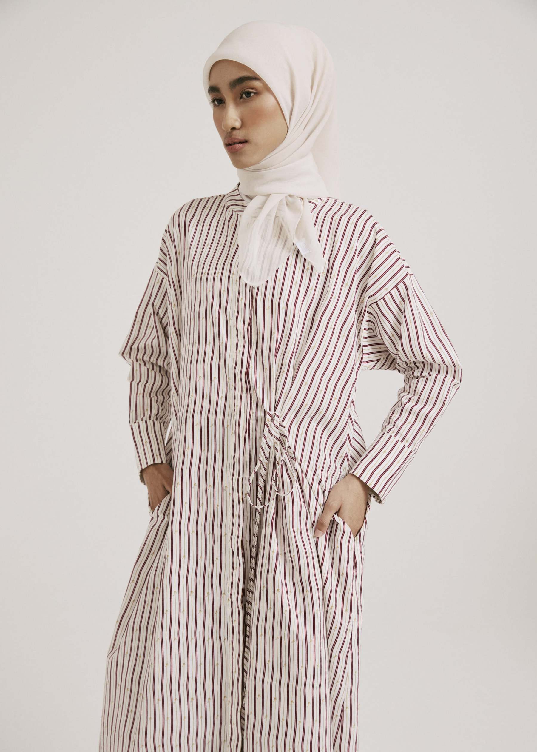 Ayva White-Maroon Printed Long Dress