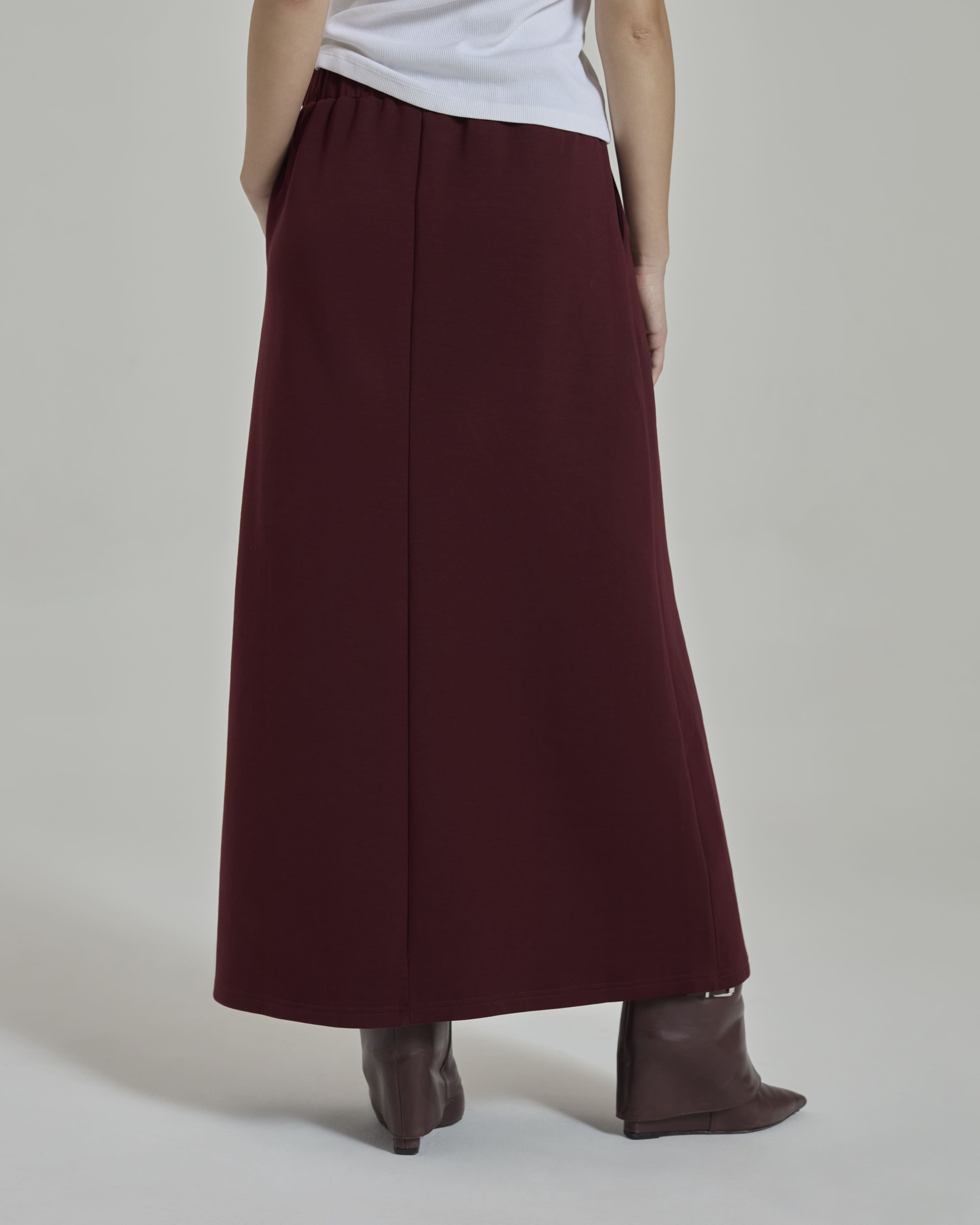 Donna Maroon Monogram A-Line Skirt