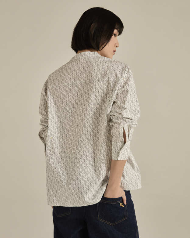 White Asymmetric Printed Shirt