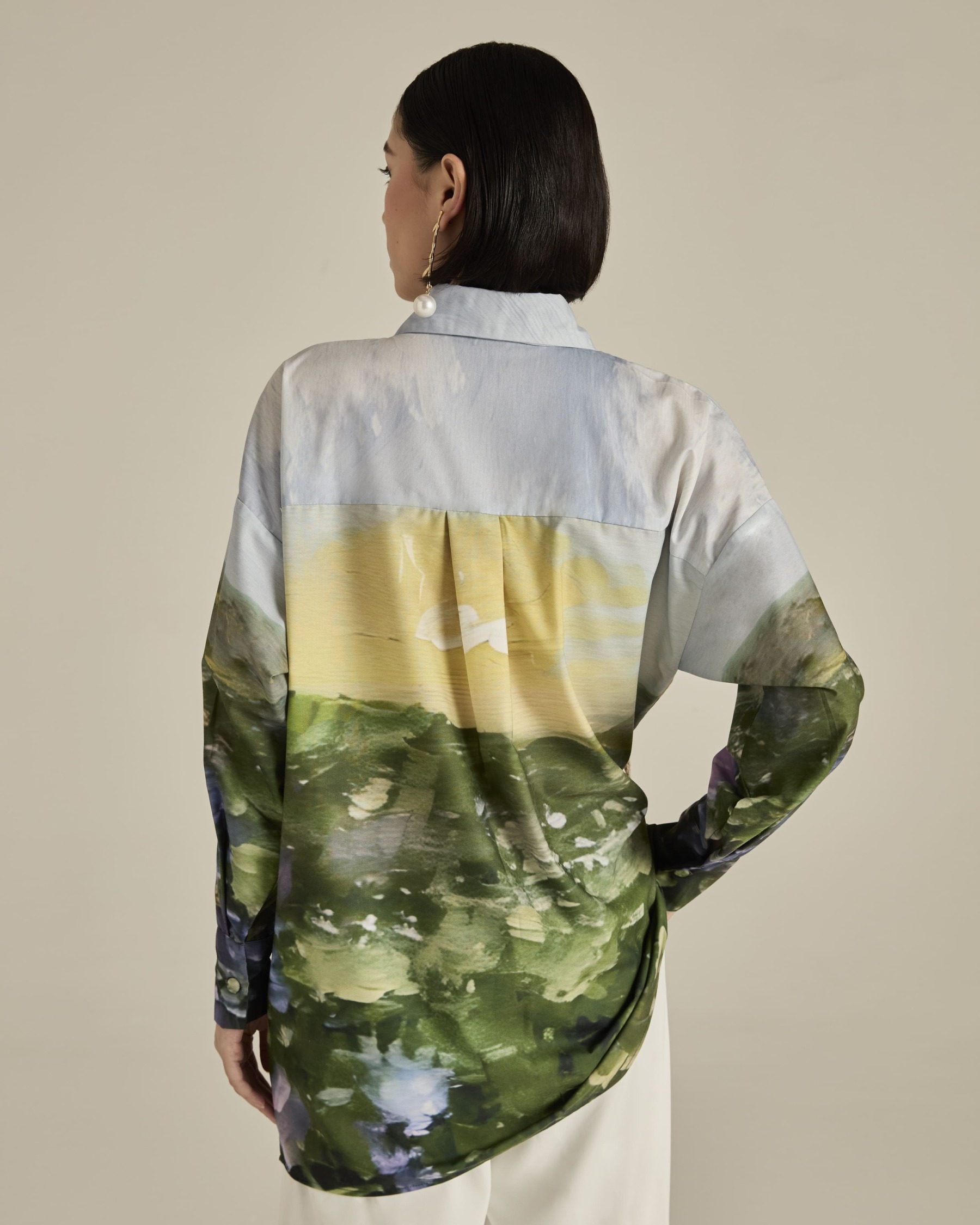 Panorama Sky Blue Asymmetric Shirt