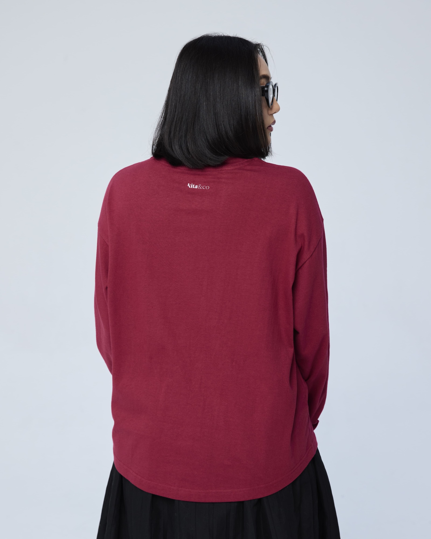 Maroon Kita Denim Graphic Jumper