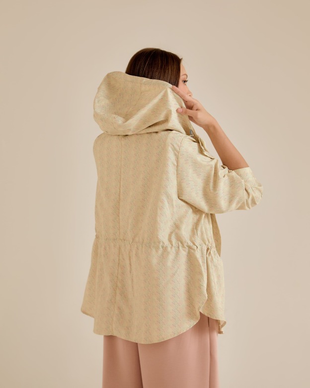 Misha Soft Yellow Printed Parka Jacket
