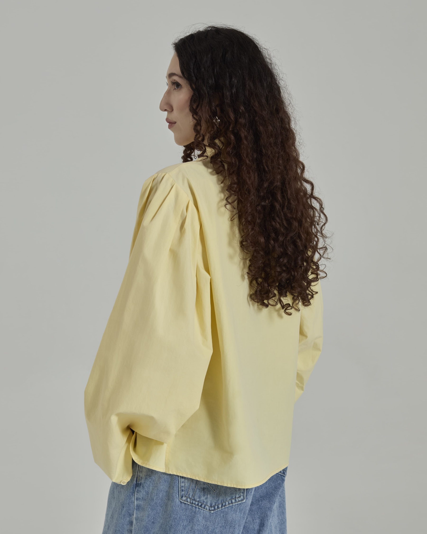 Emily Butter Yellow Solid Puff Sleeves Shirt