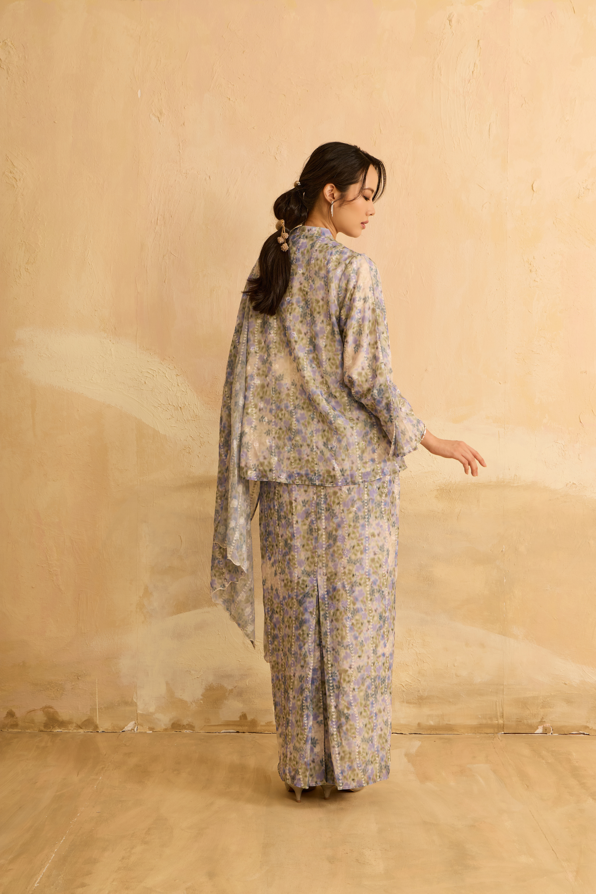 Inara Purple Flora Lace Kurung Set