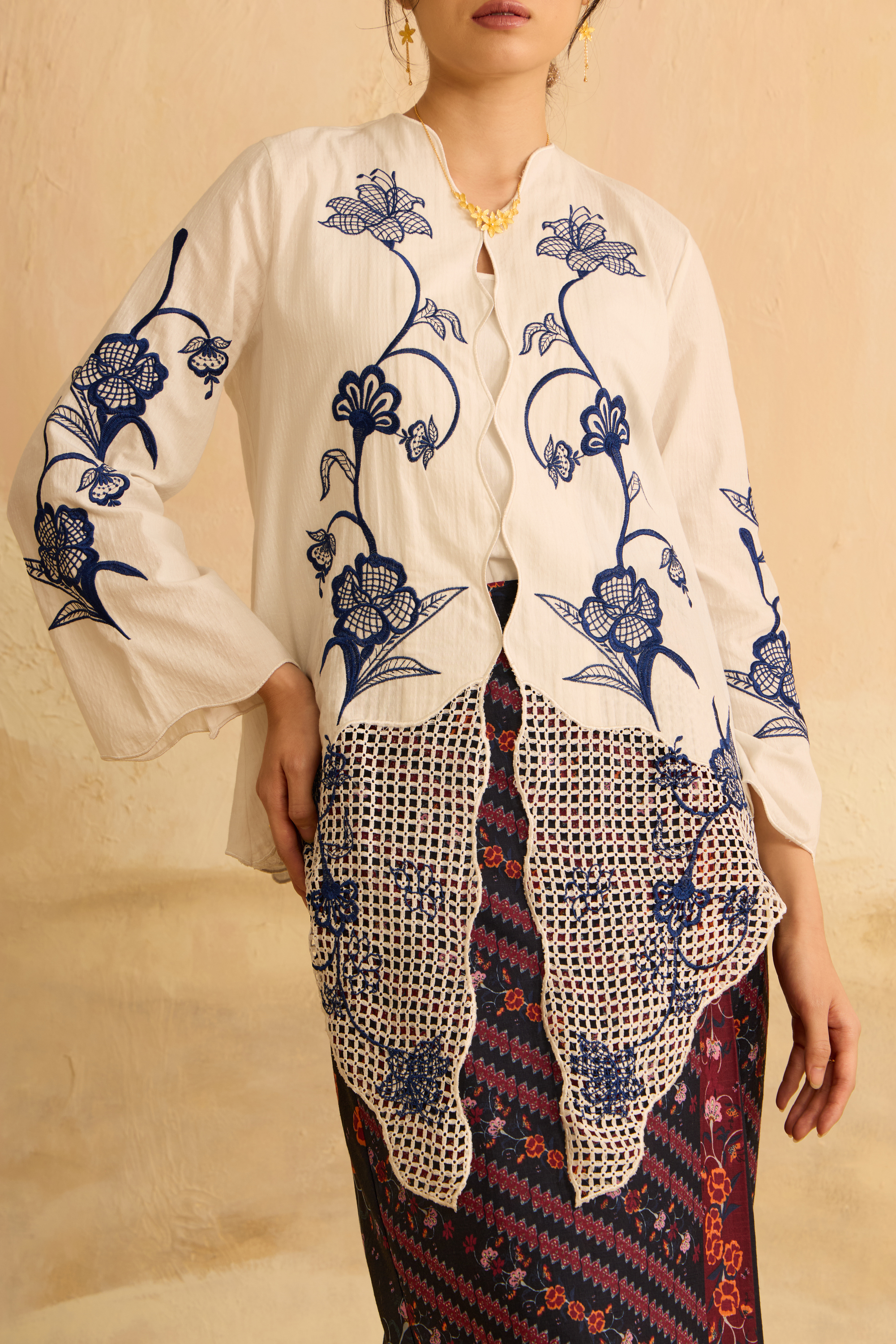 Sekarwati White Embroidered Kebaya Set