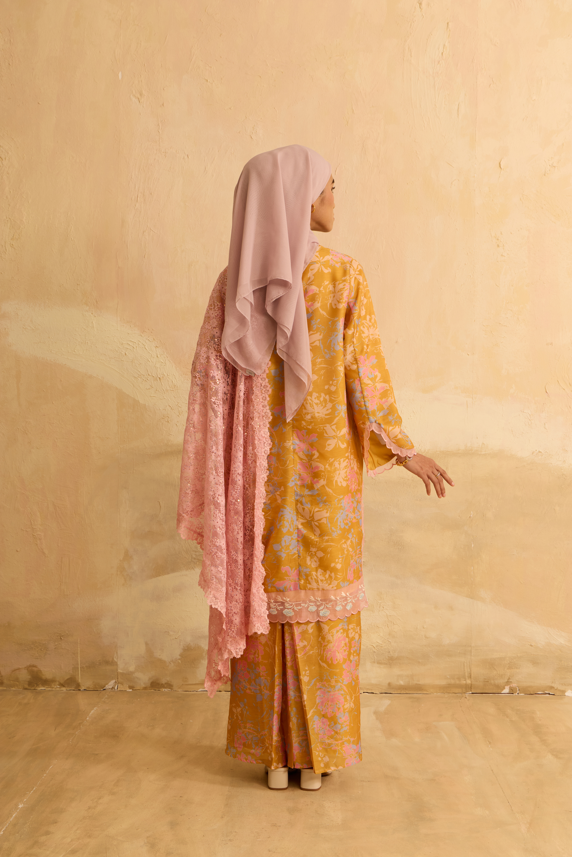 Mentari Yellow Printed Kurung Set