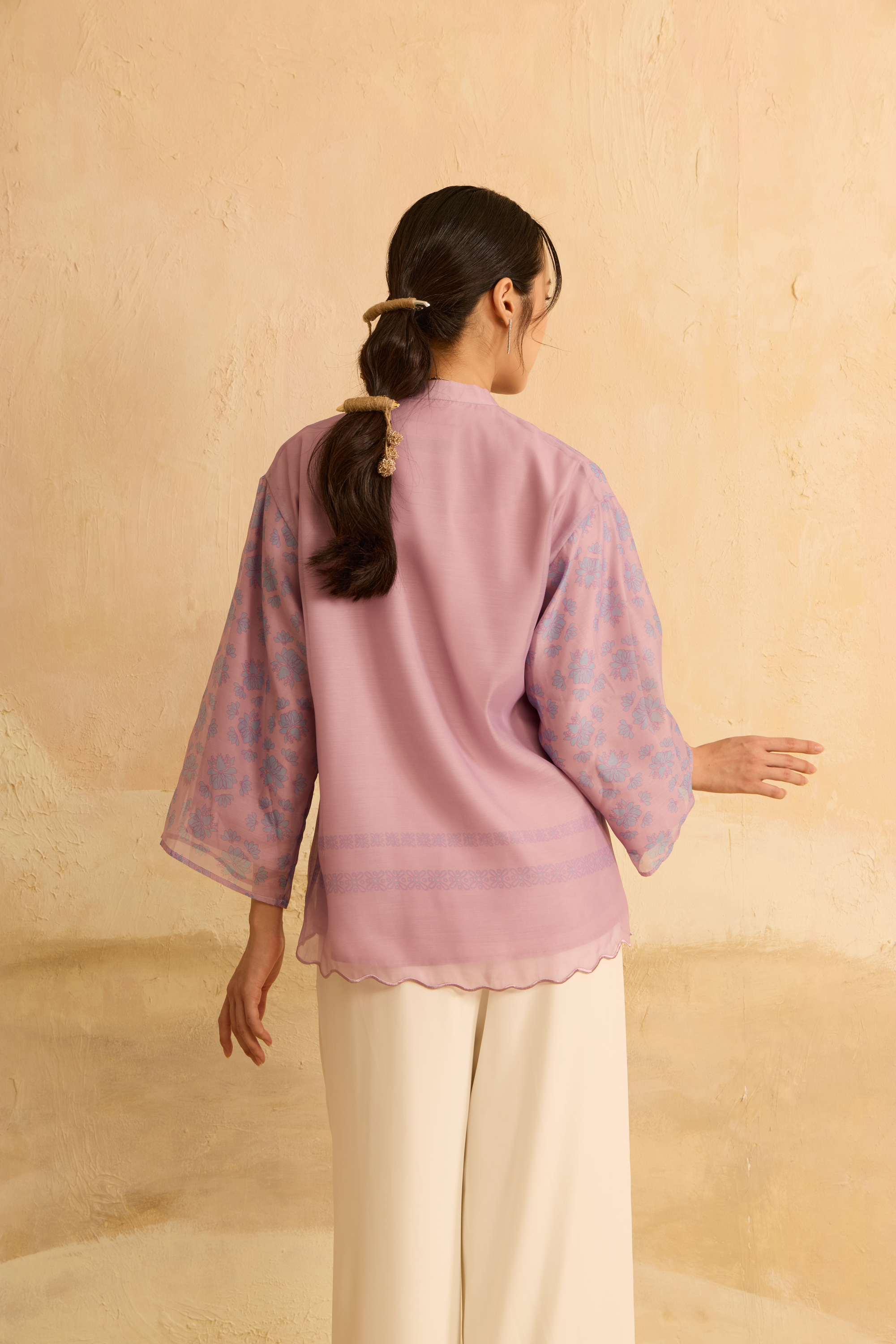 Elda Lilac Printed Boxy Top