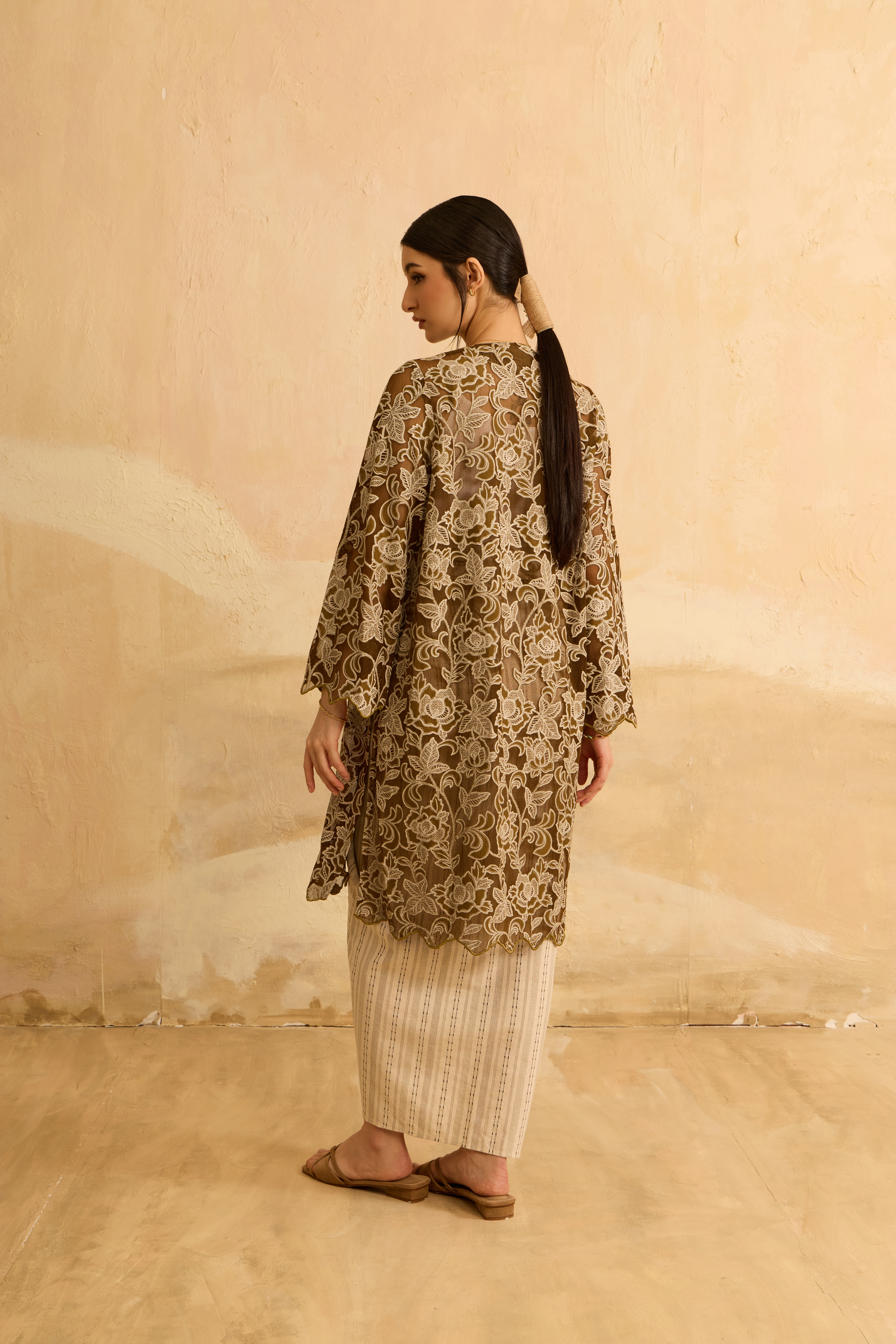 Suri Olive Green Floral Lace Kebaya