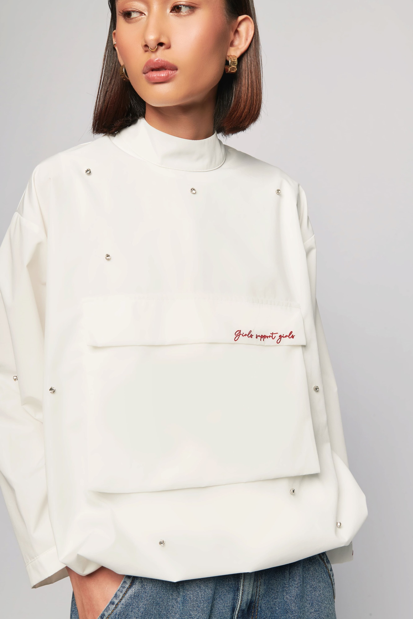 Gemma Off-White Pocket Boxy Top