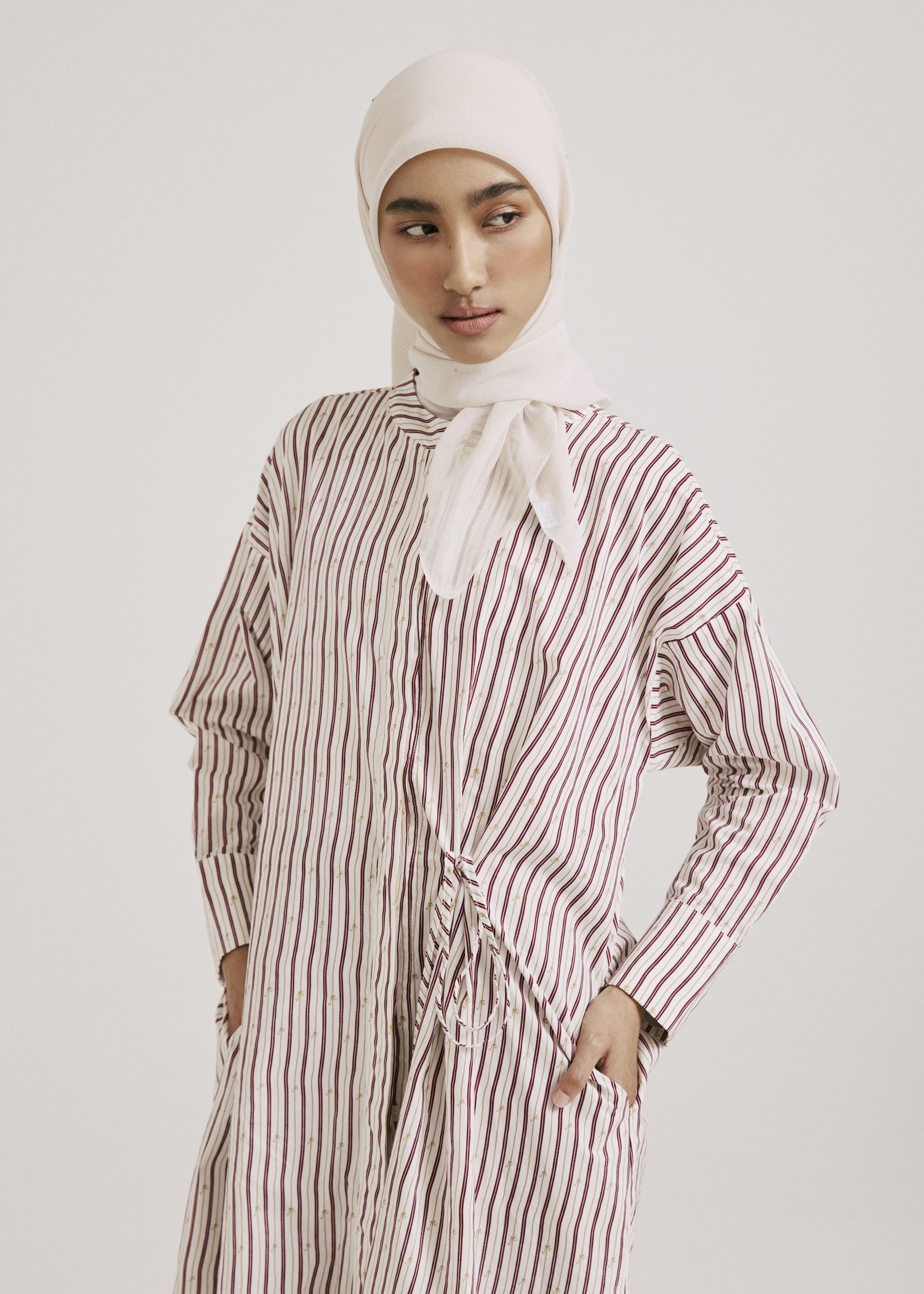 Ayva White-Maroon Printed Long Dress