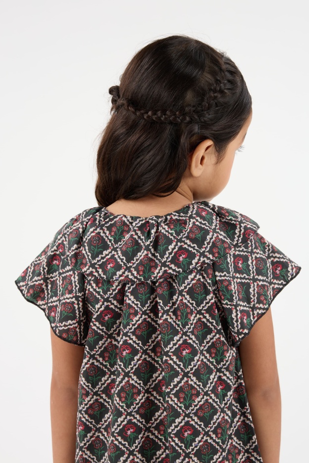 Memoria Black Mini Flounce Dress - Girls