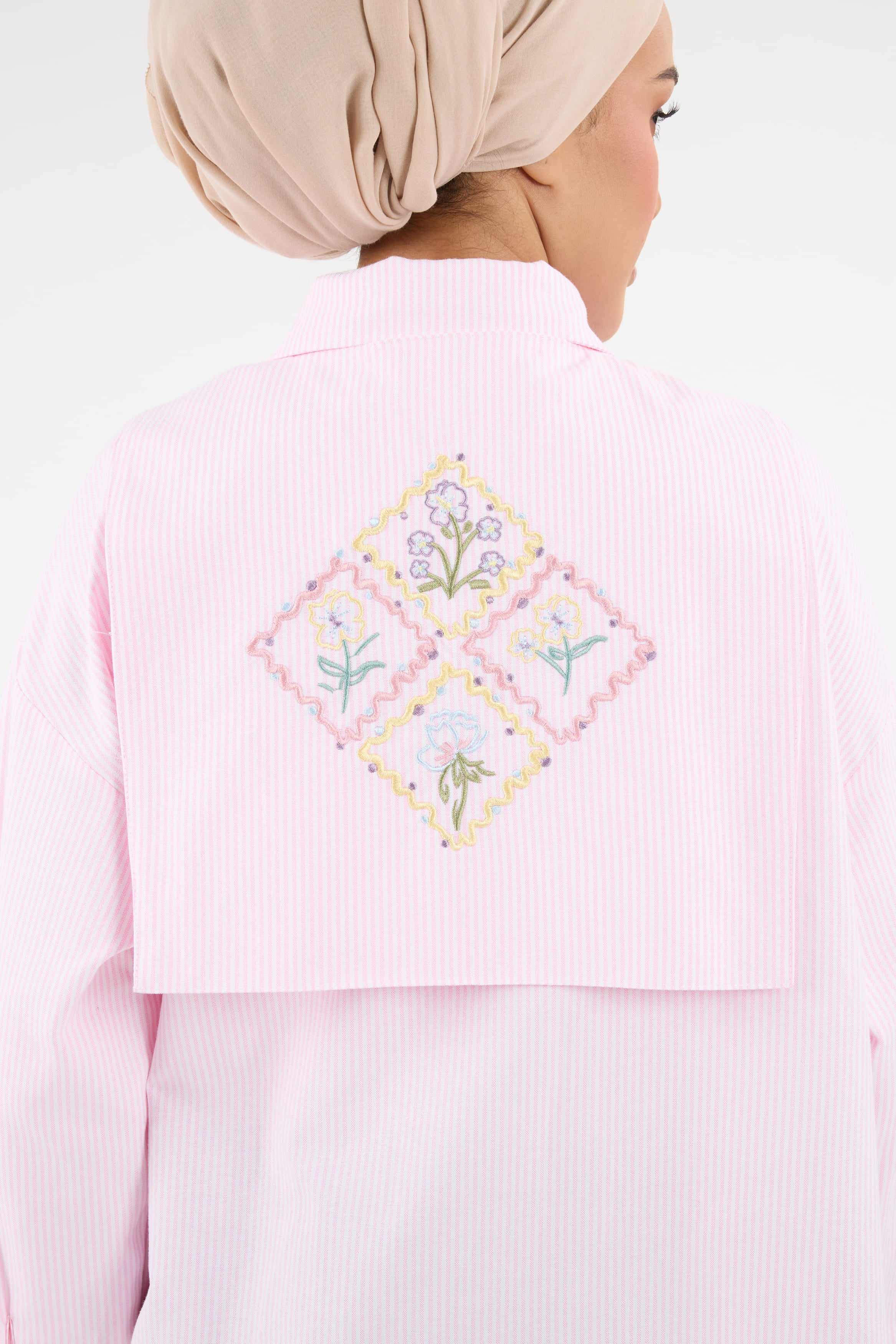 Harmoni Baby Pink Striped Linen Shirt