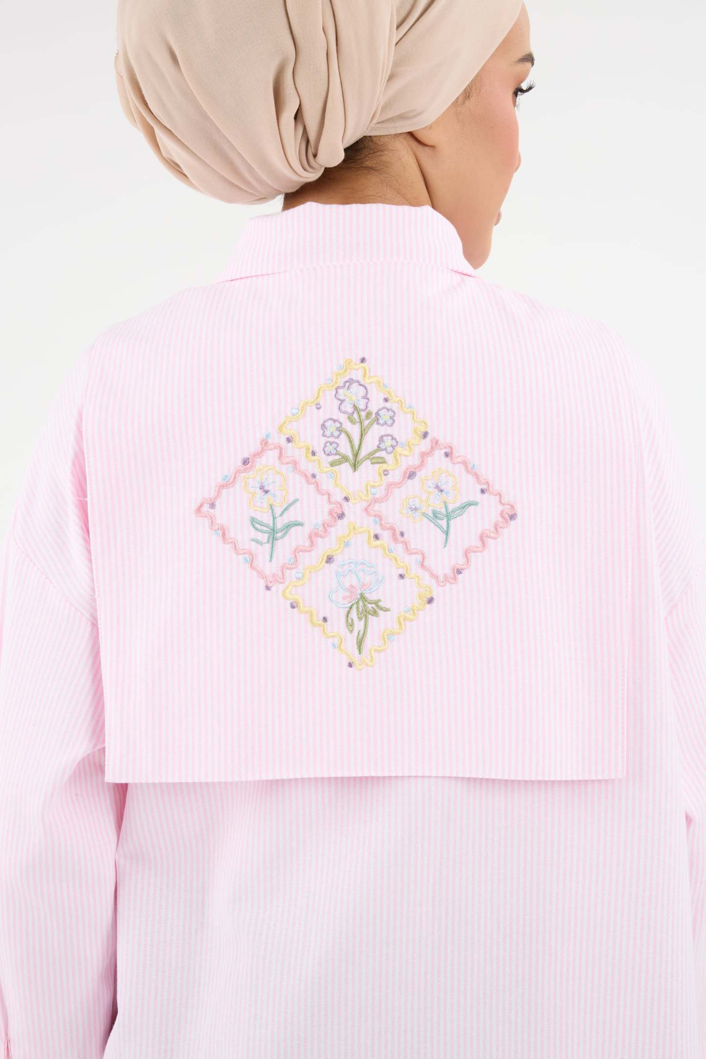 Harmoni Baby Pink Striped Linen Shirt
