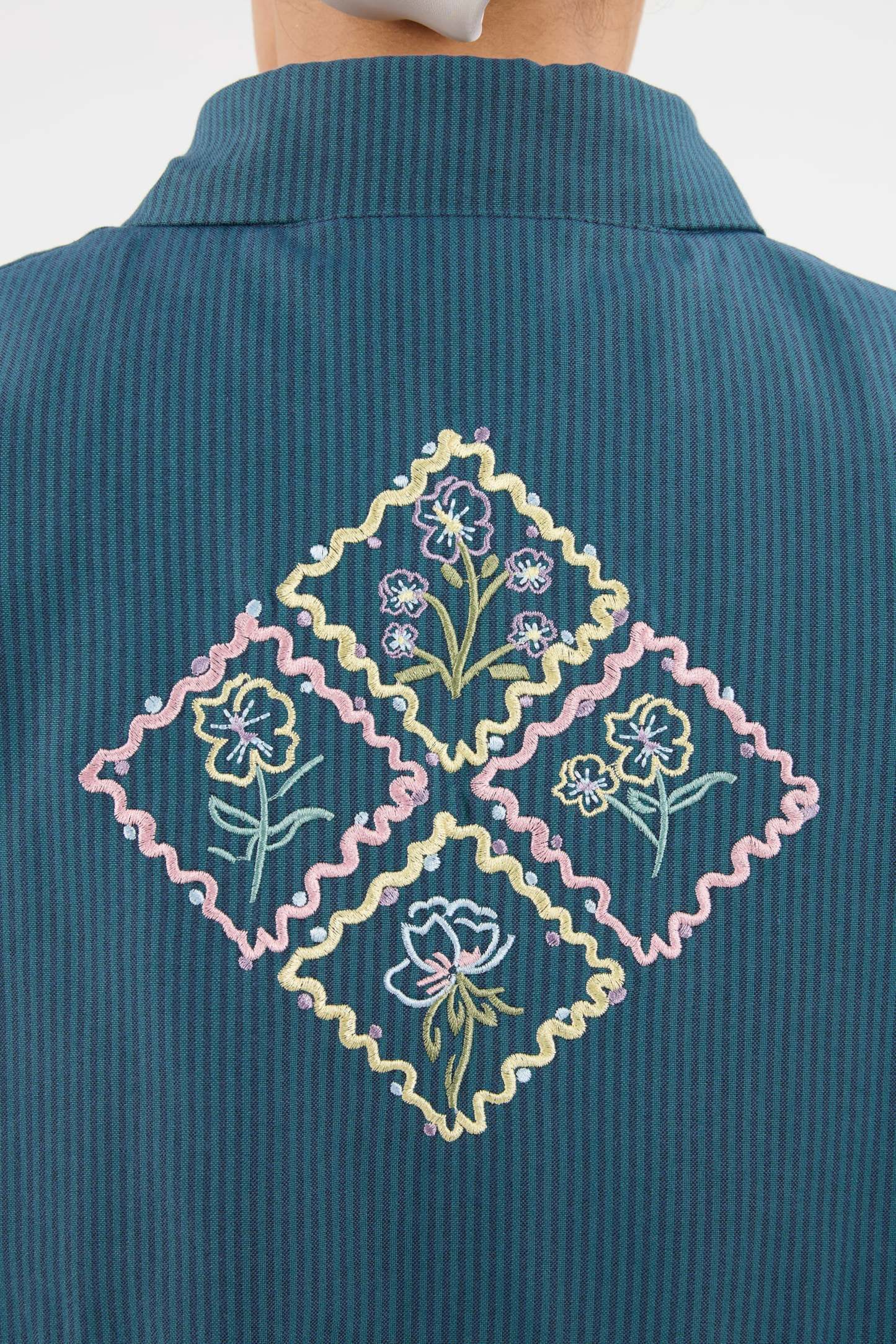 Harmoni Teal Blue Striped Linen Shirt