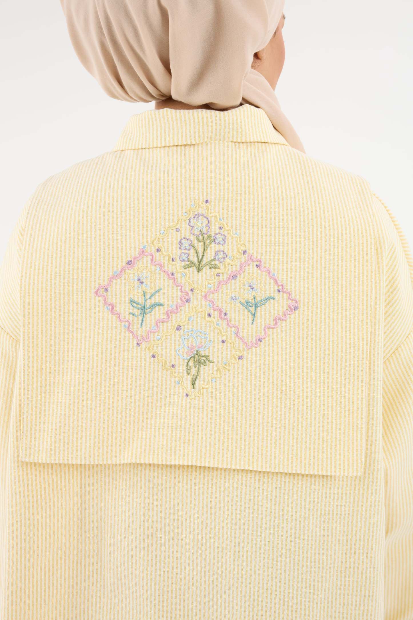 Harmoni Butter Yellow Striped Linen Shirt