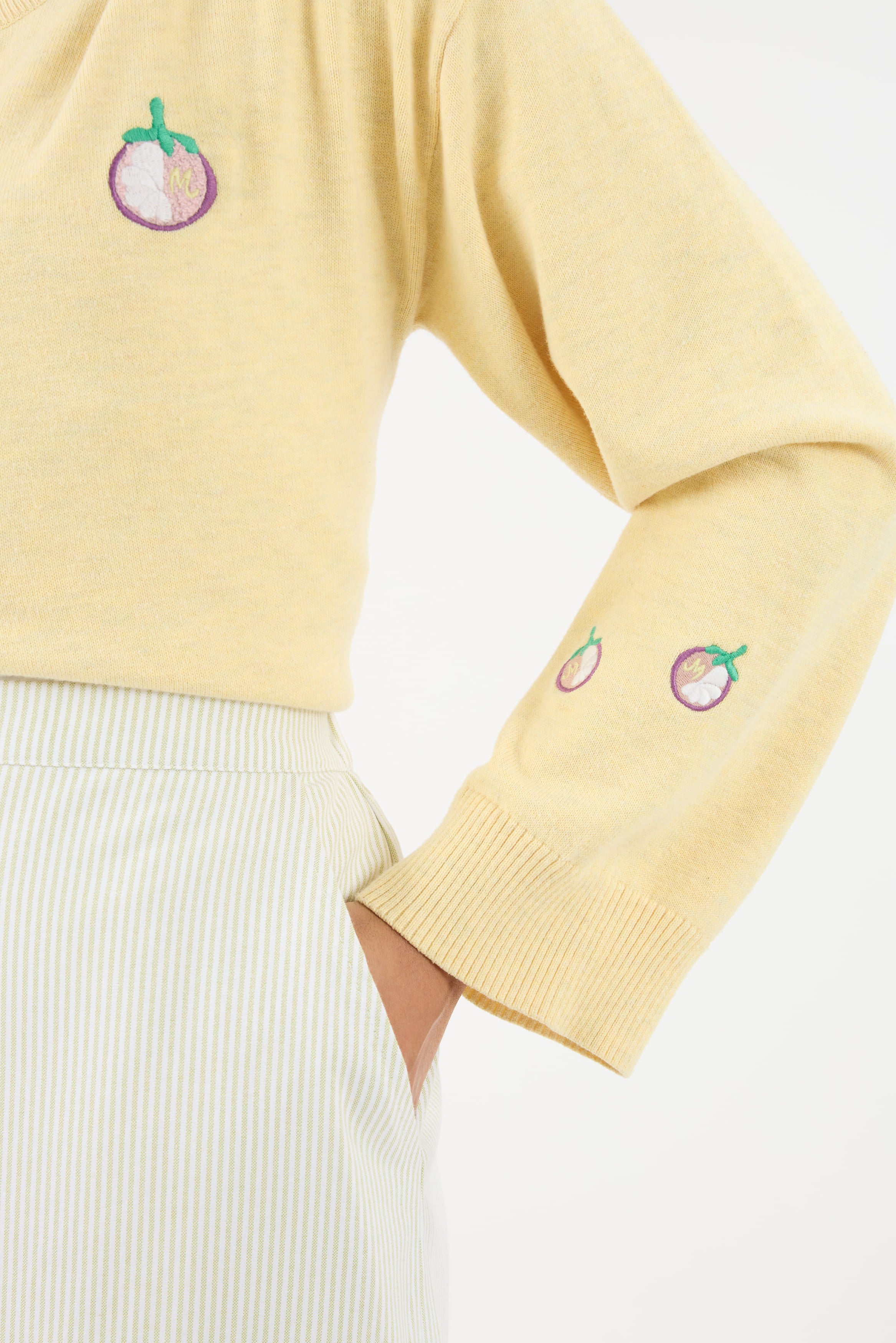 Harmoni Matcha Green Striped Linen Skirt