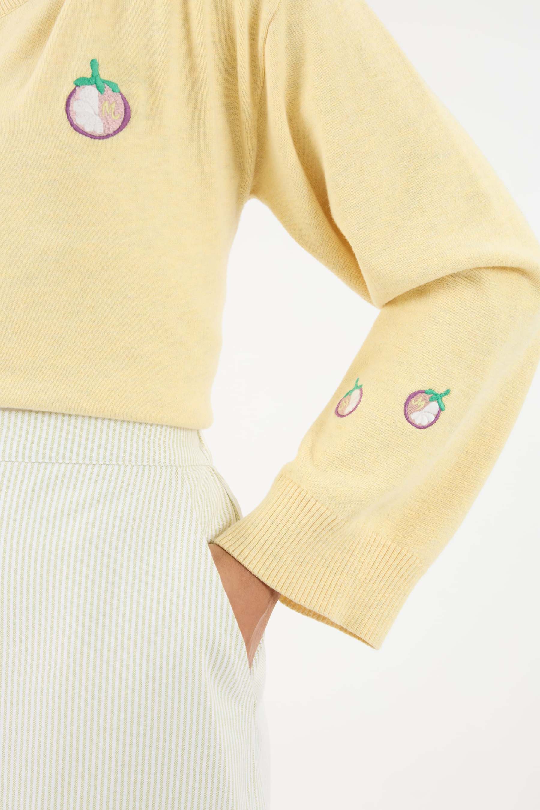 Harmoni Matcha Green Striped Linen Skirt