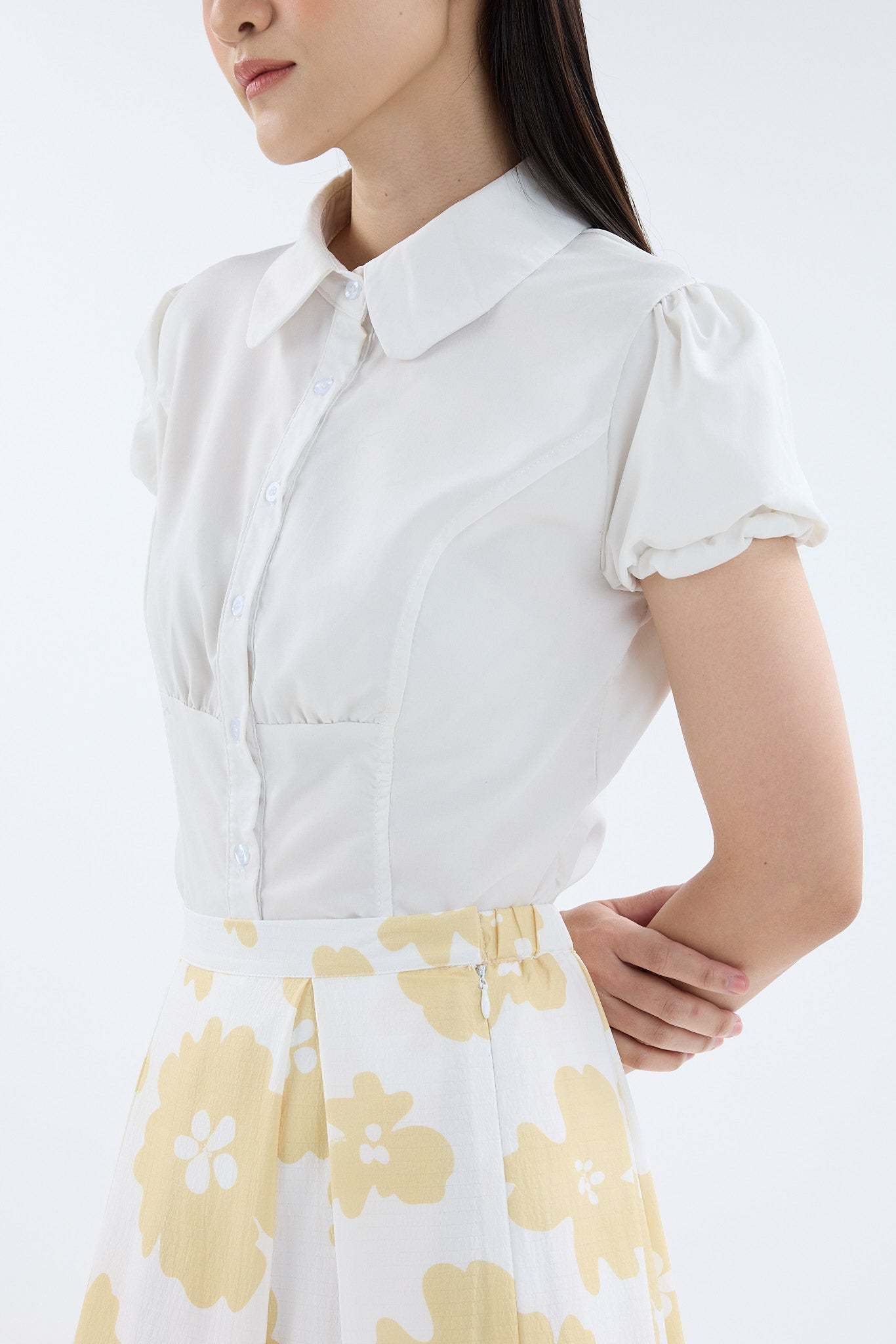 Fiora White Printed Flare Skirt