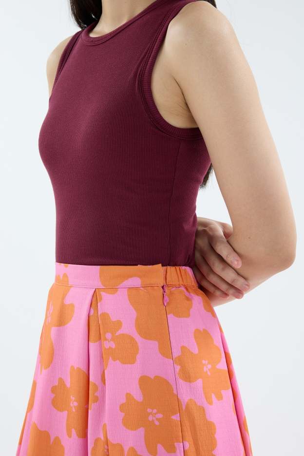 Fiora Fuchsia Printed Flare Skirt