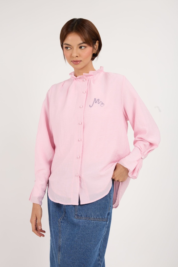 Manggis Soft Pink High Neck Top
