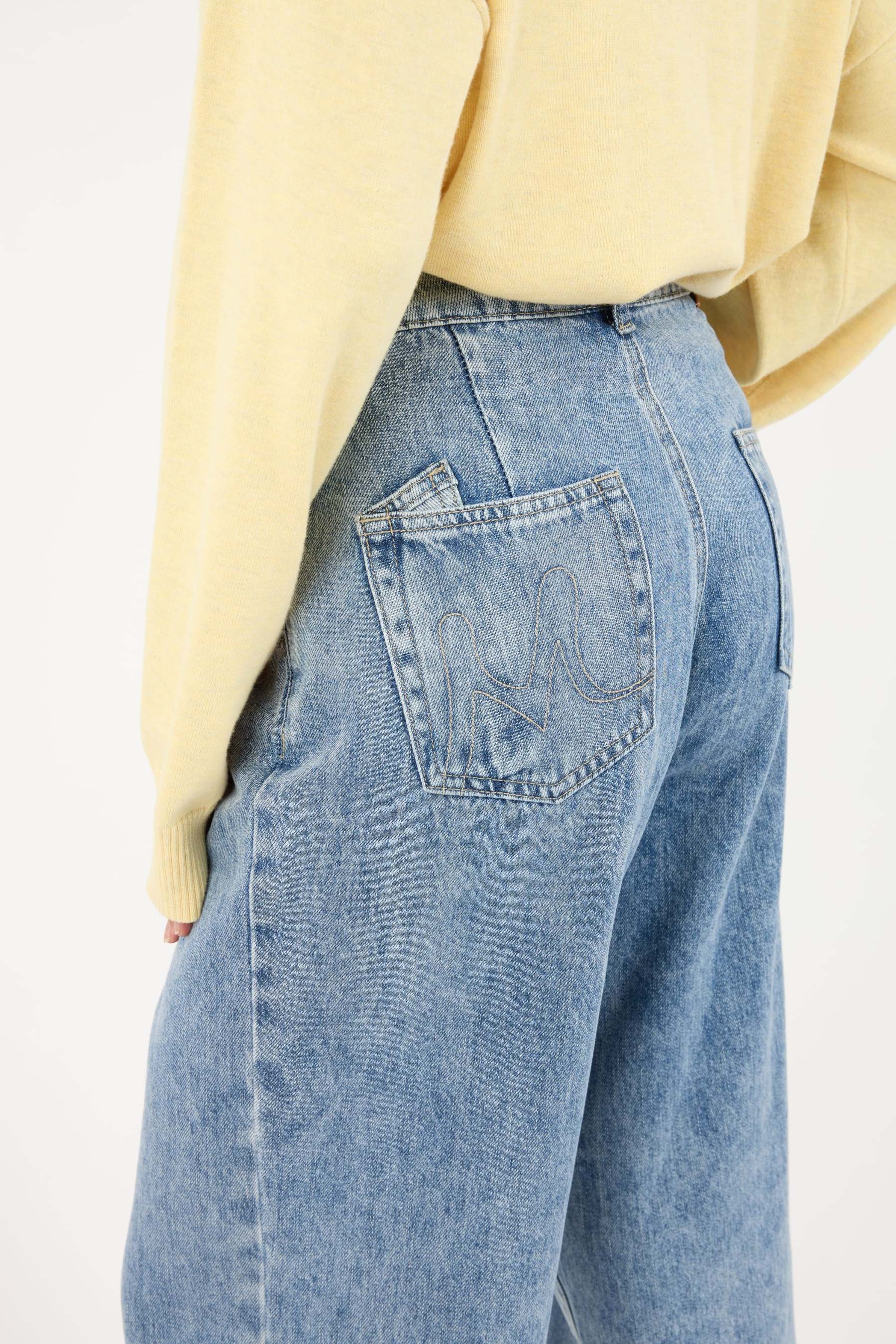 Lara Acid Wash Blue Wide Straight Jeans