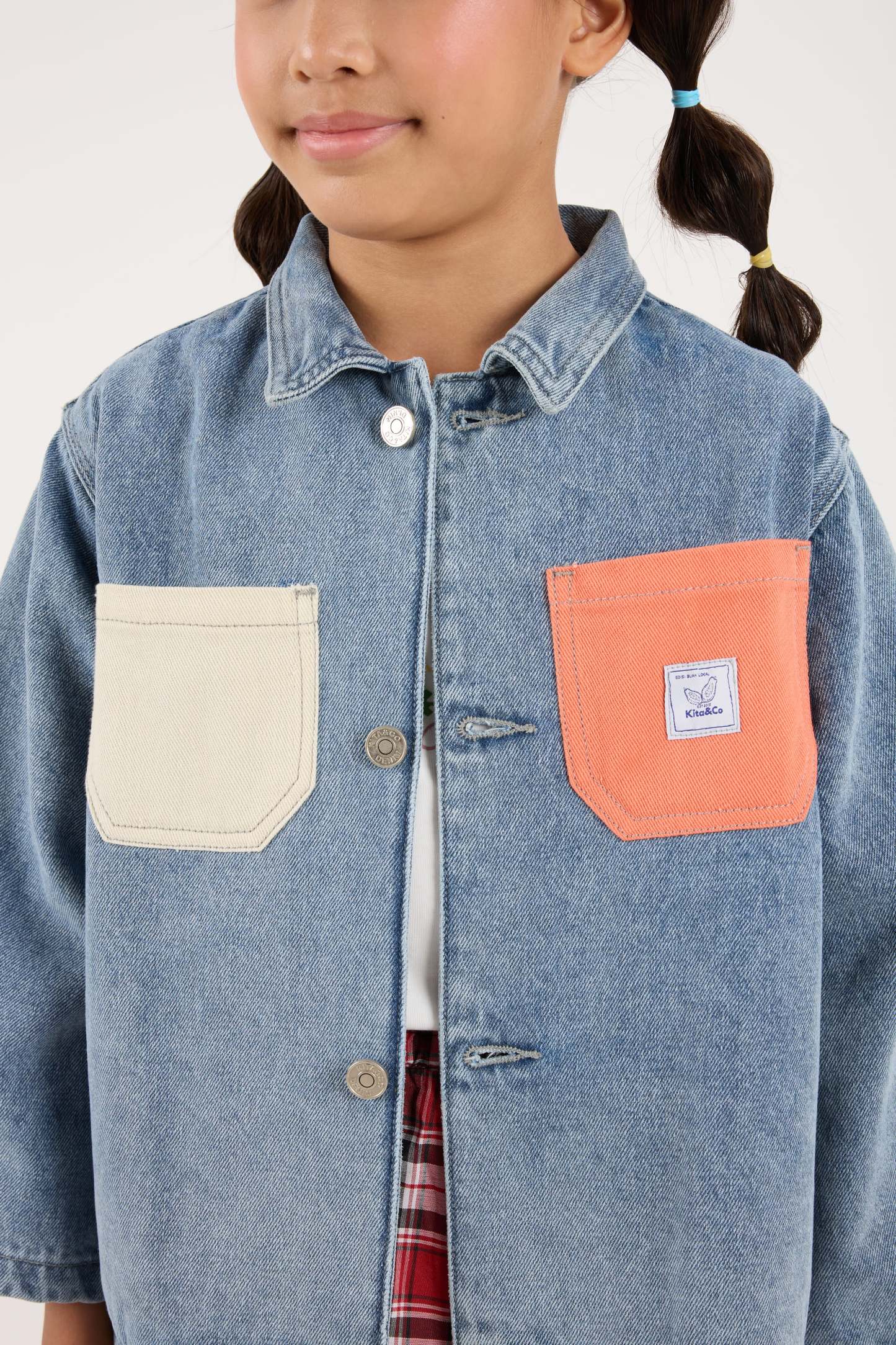 Acid Wash Blue Mini Oversized Denim Shirt - Kids