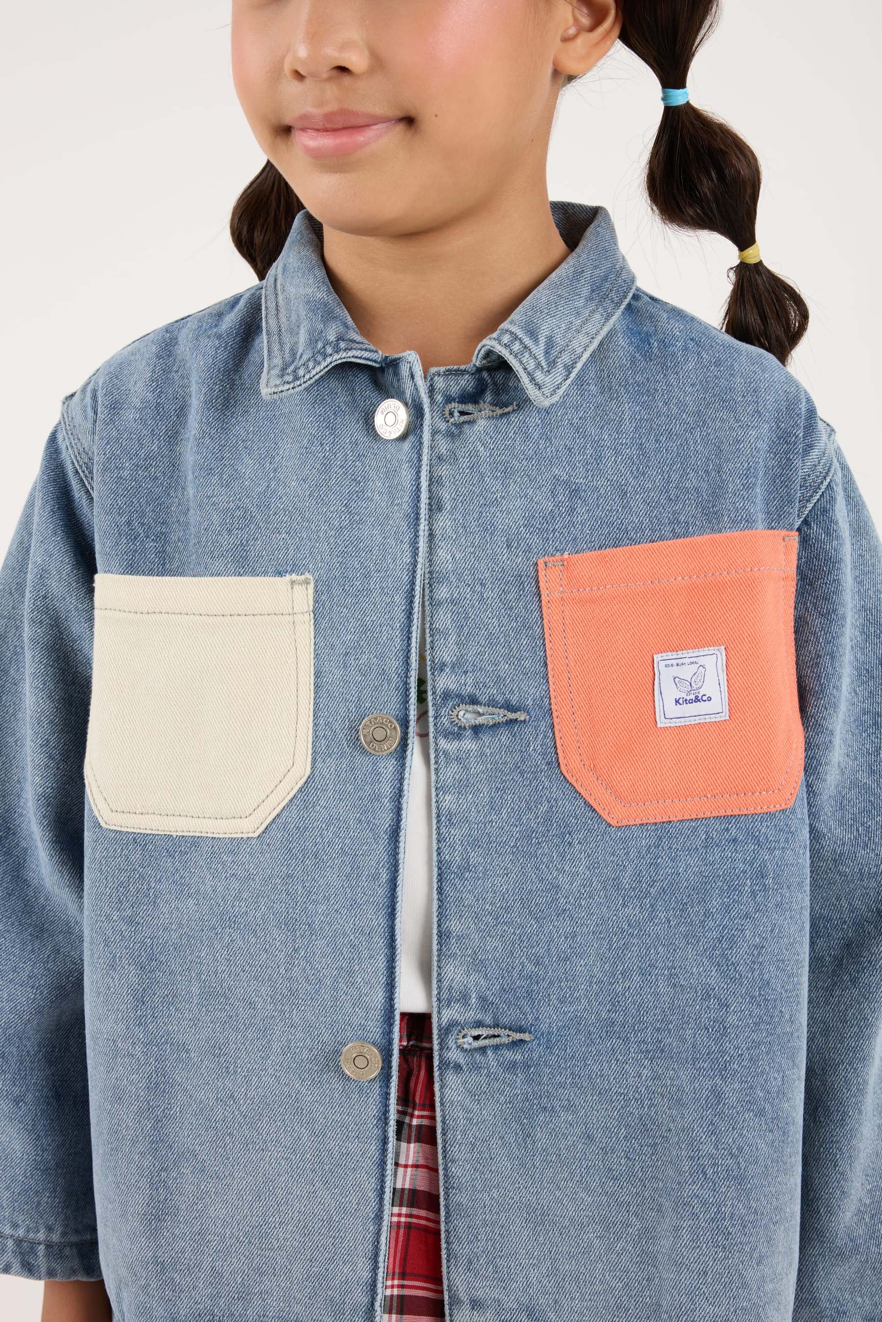 Acid Wash Blue Mini Oversized Denim Shirt - Kids