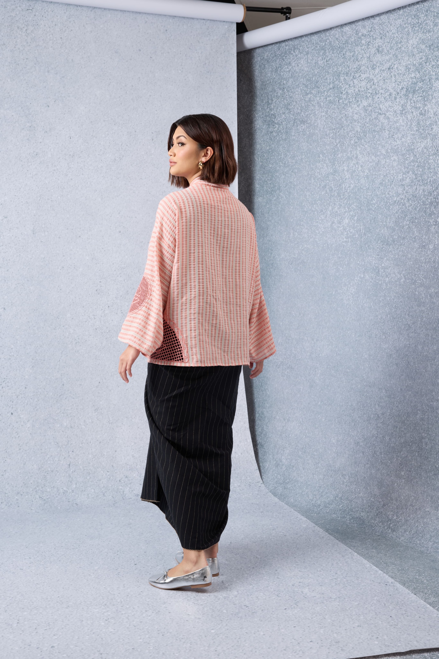 Cantum Salmon Pink Coquette Batwing Top