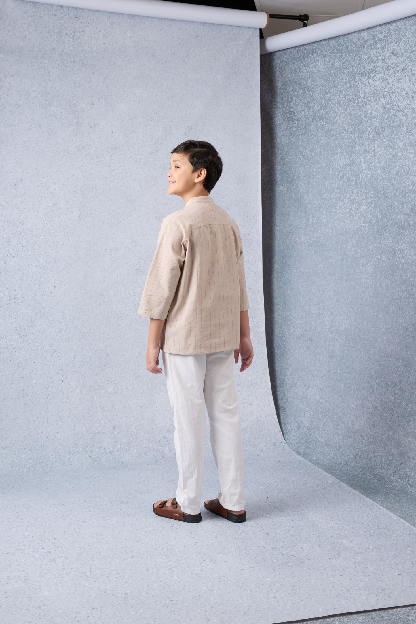 Jiwa Warm Nude Mini Striped Kurta